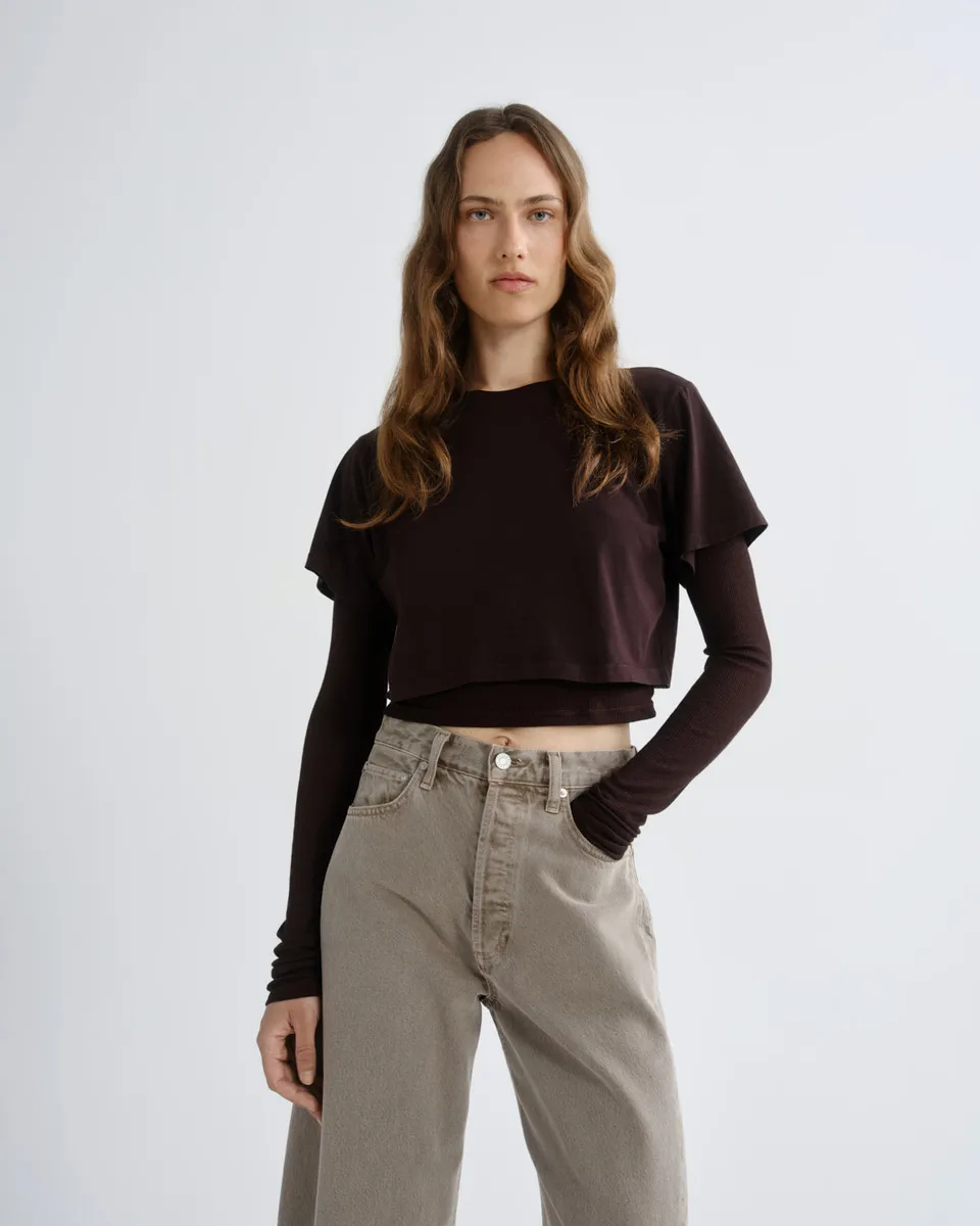 agolde-romily-tee-t-shirt-chocolate-bio-baumwolle-cropped image 1