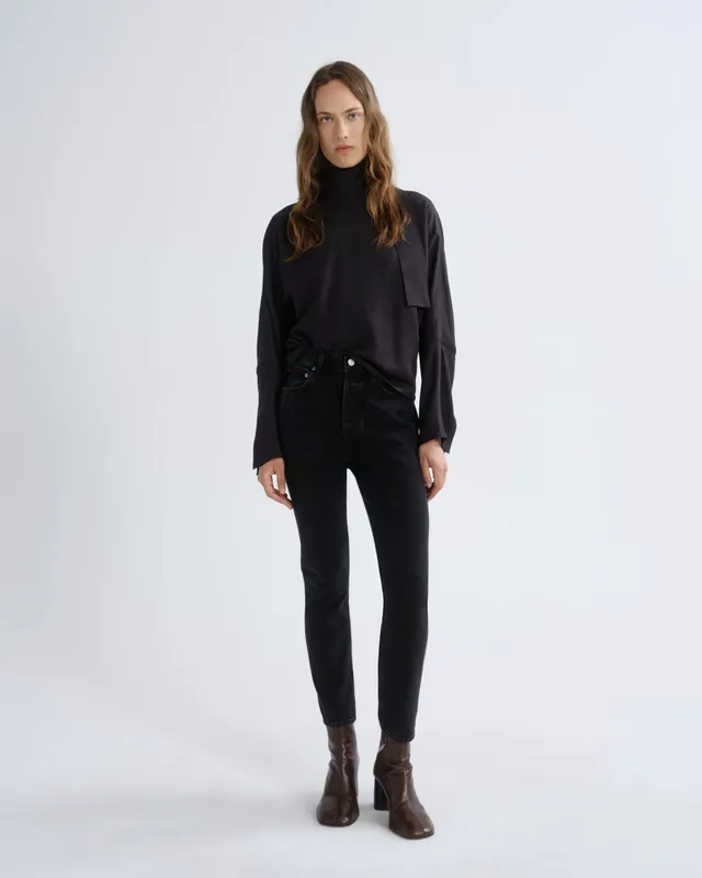 agolde-riley-straight-crop-jeans-track-schwarz image 1