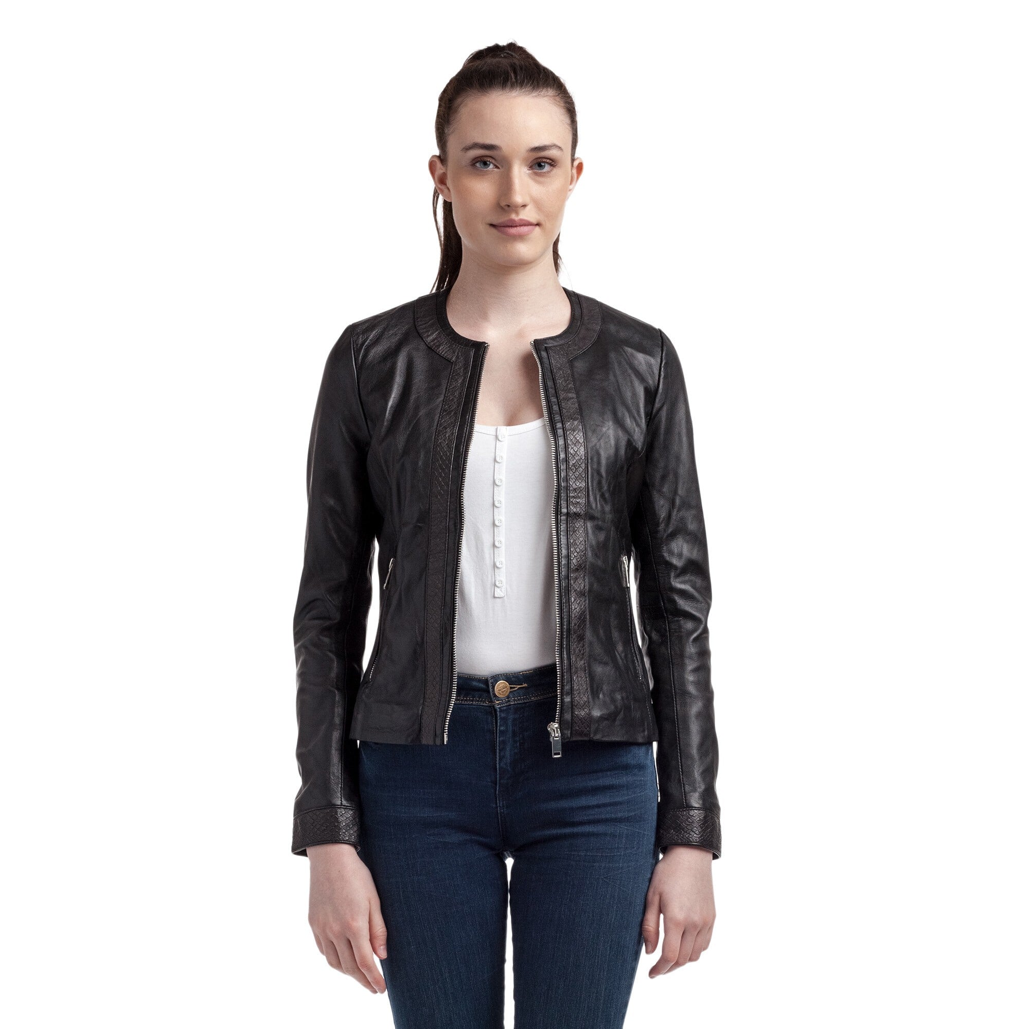 kaporal-suzette-lederjacke-damen-schwarz-lammleder image 1