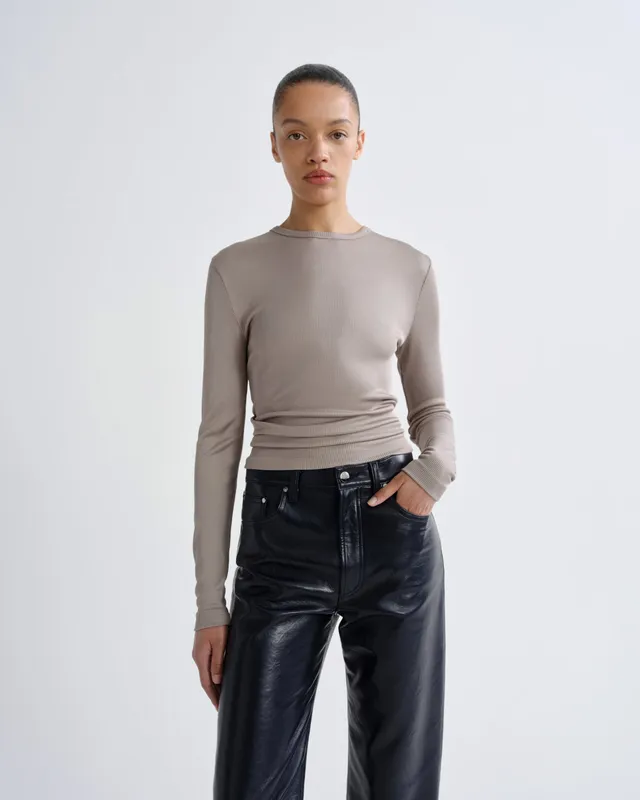 agolde-delphi-slim-tee-langarmshirt-taupe-beige image 1