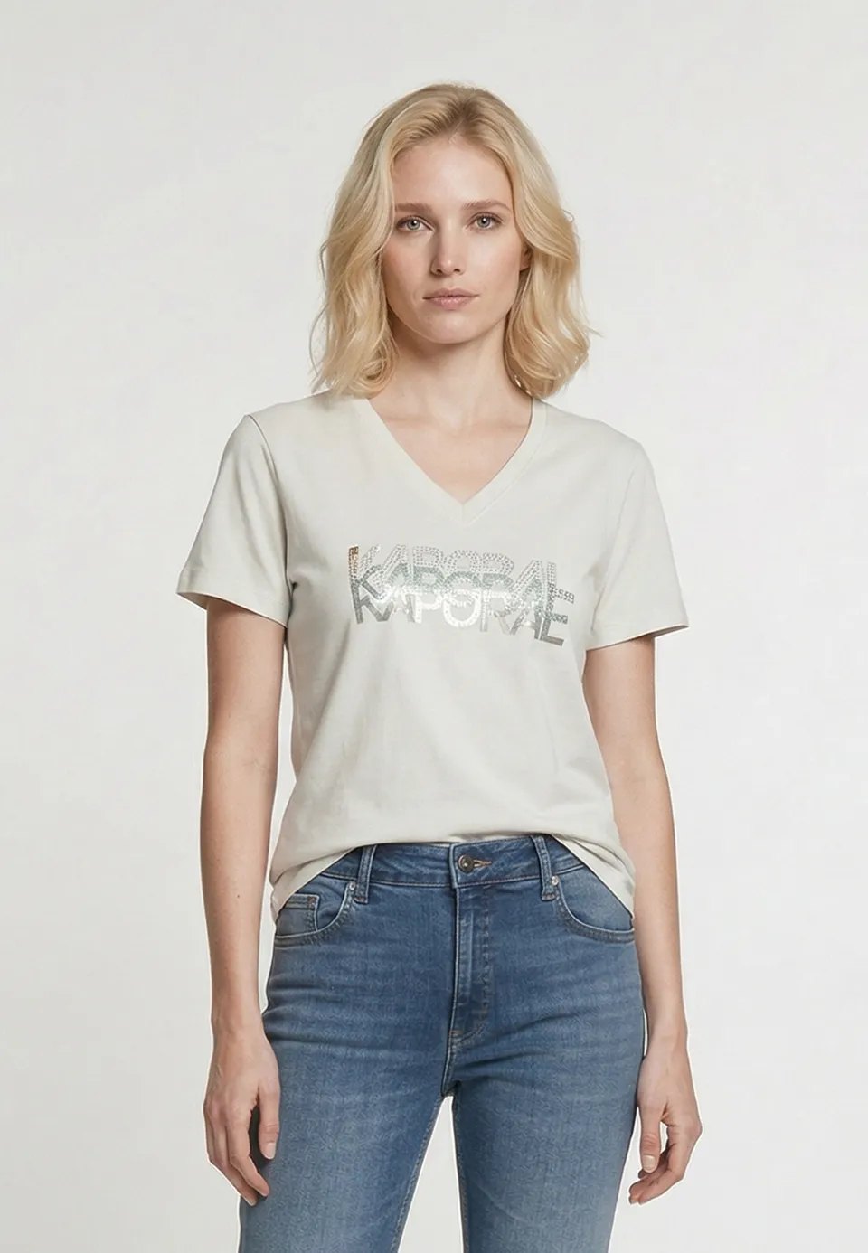 kaporal-lia-t-shirt-creme-damen-slim-stretch image 1