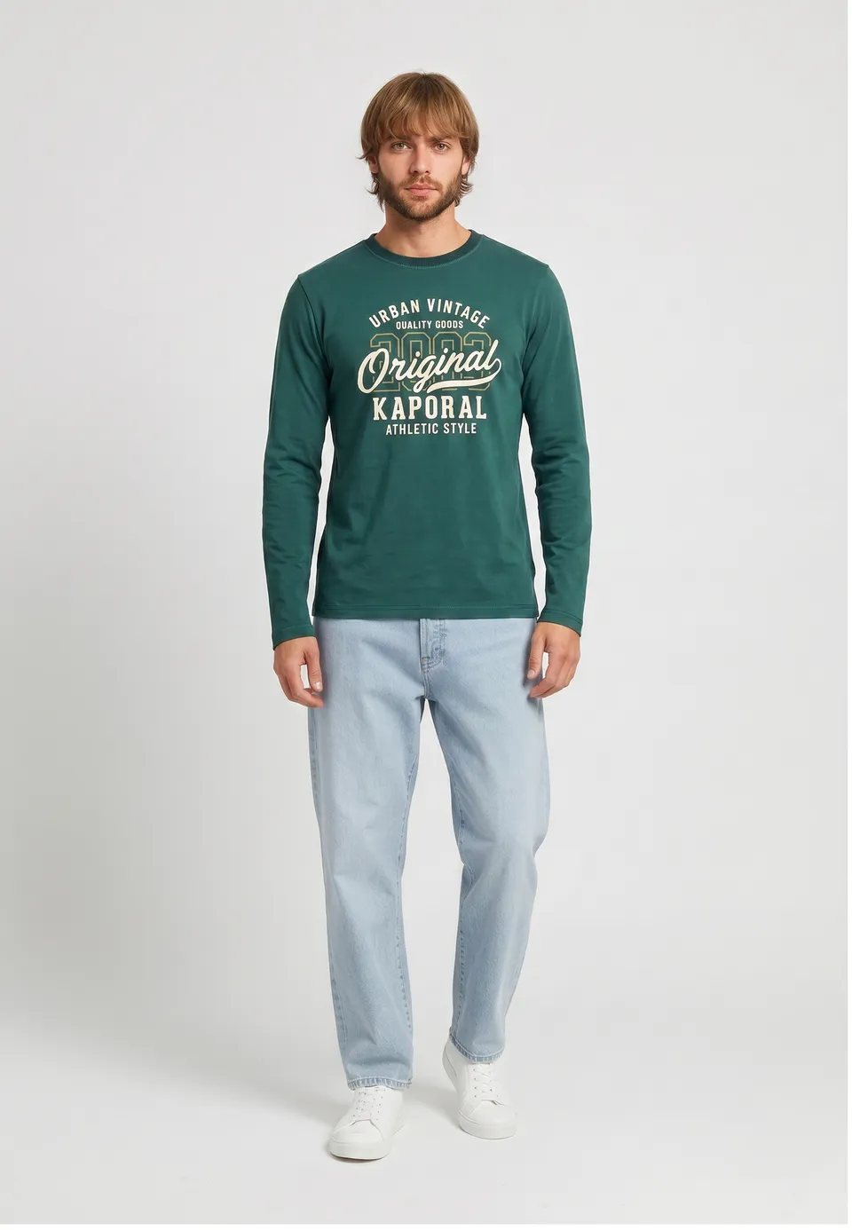 kaporal-kuopio-herren-langarmshirt-gr-n-baumwolle-print image 1