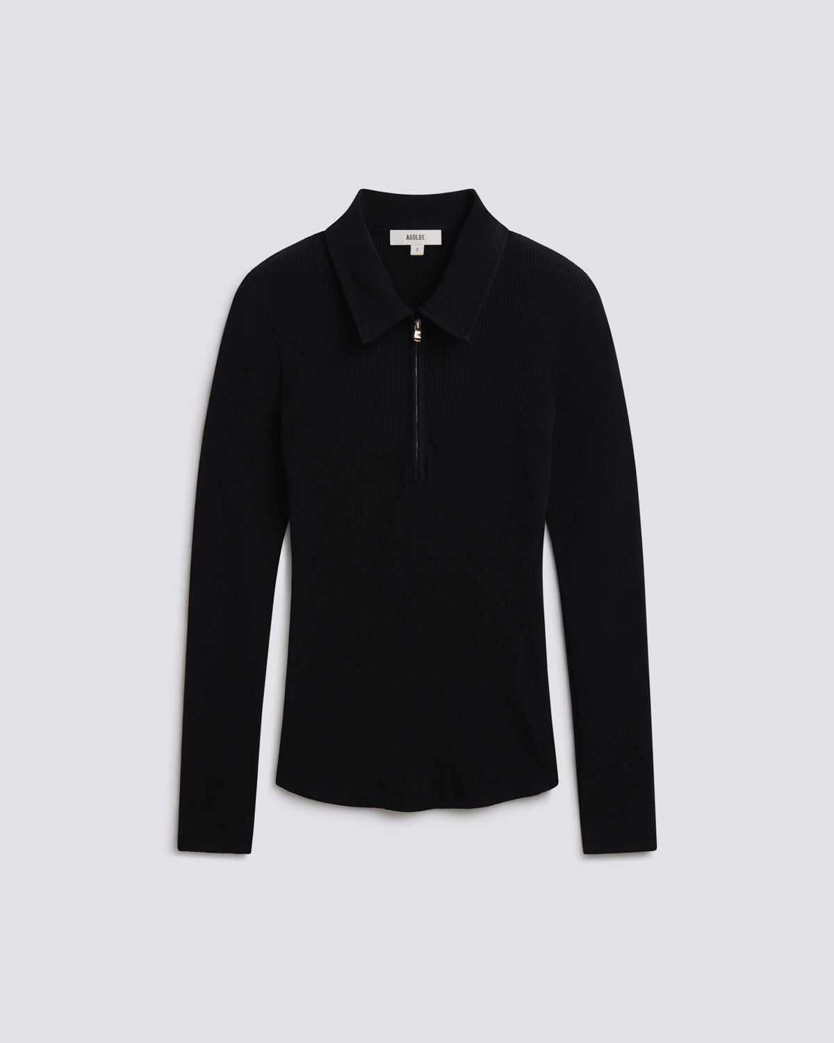 agolde-amica-zip-polo-poloshirt-obscura-dunkelblau image 6