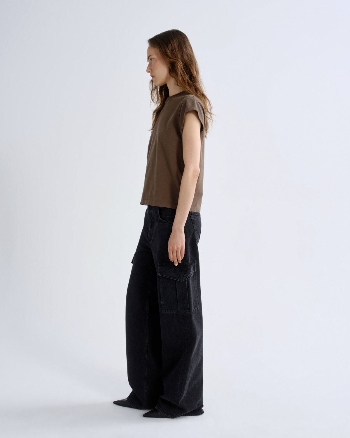 agolde-bryce-cap-sleeve-tee-t-shirt-uniform-oliv-baumwolle image 3