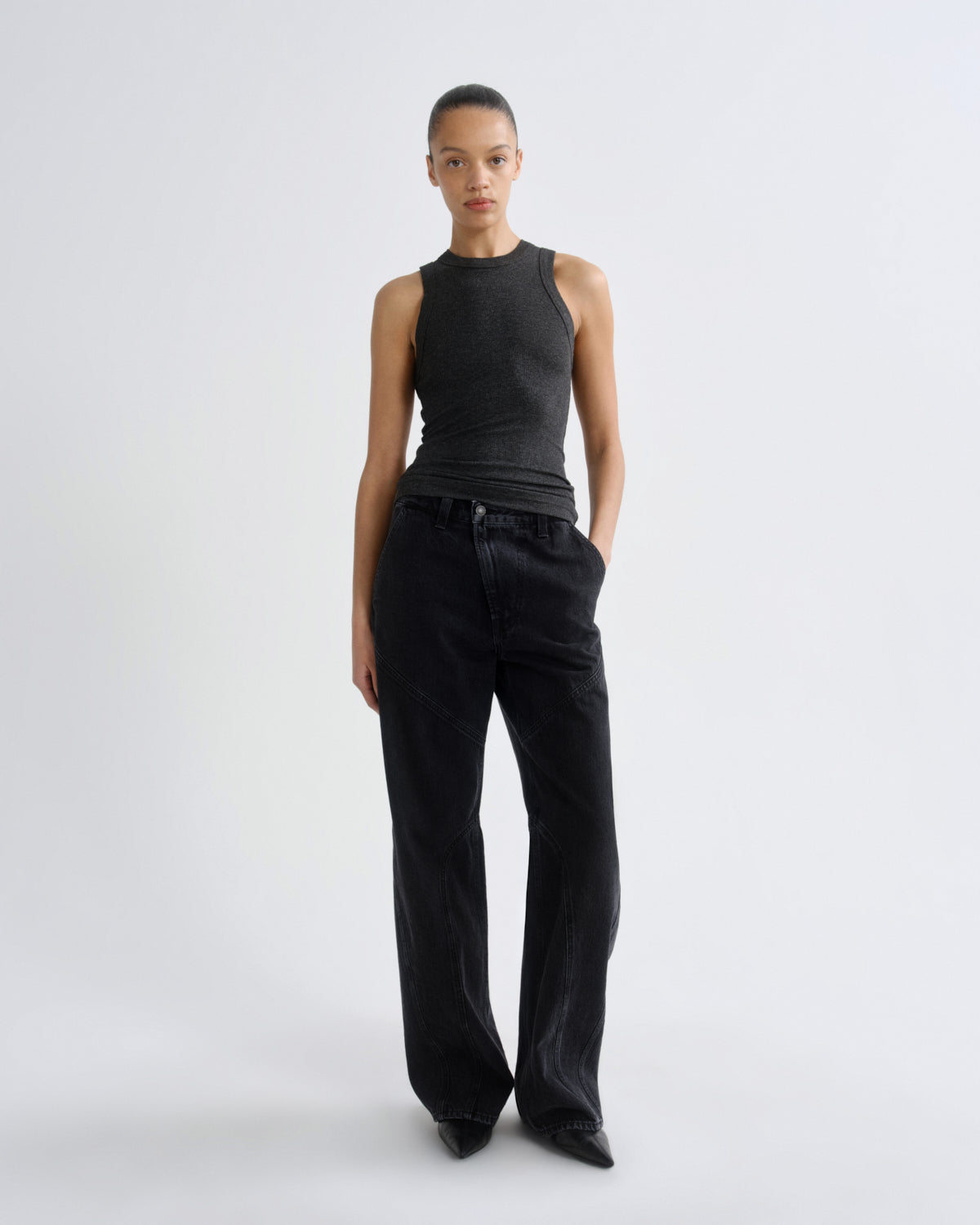agolde-leigh-tank-charcoal-heather-top-dunkelgrau image 3