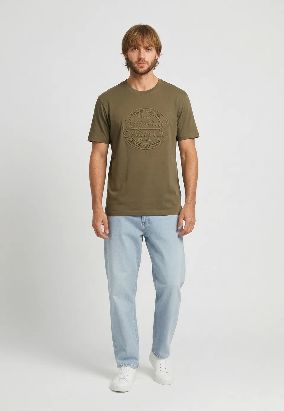 kaporal-kraft-t-shirt-herren-khaki-regular-baumwolle image 1