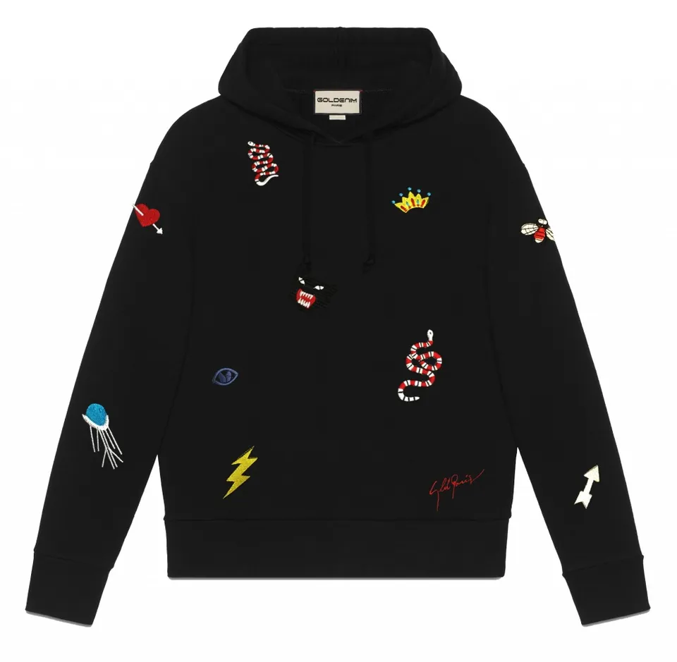 goldenim-paris-homme-sweat-capuche-hach-noir-hoodie image 1