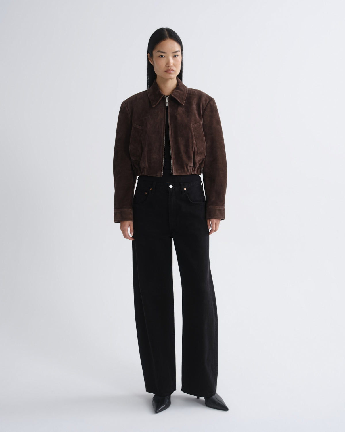agolde-nahla-cropped-suede-jacke-root-braun image 5