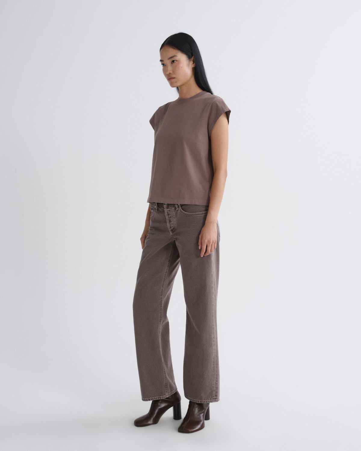 agolde-bryce-cap-sleeve-tee-damen-t-shirt-mauvine image 4