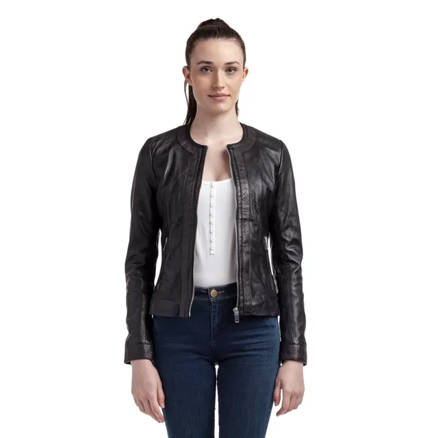 kaporal-suzette-lederjacke-damen-schwarz-lammleder image 1