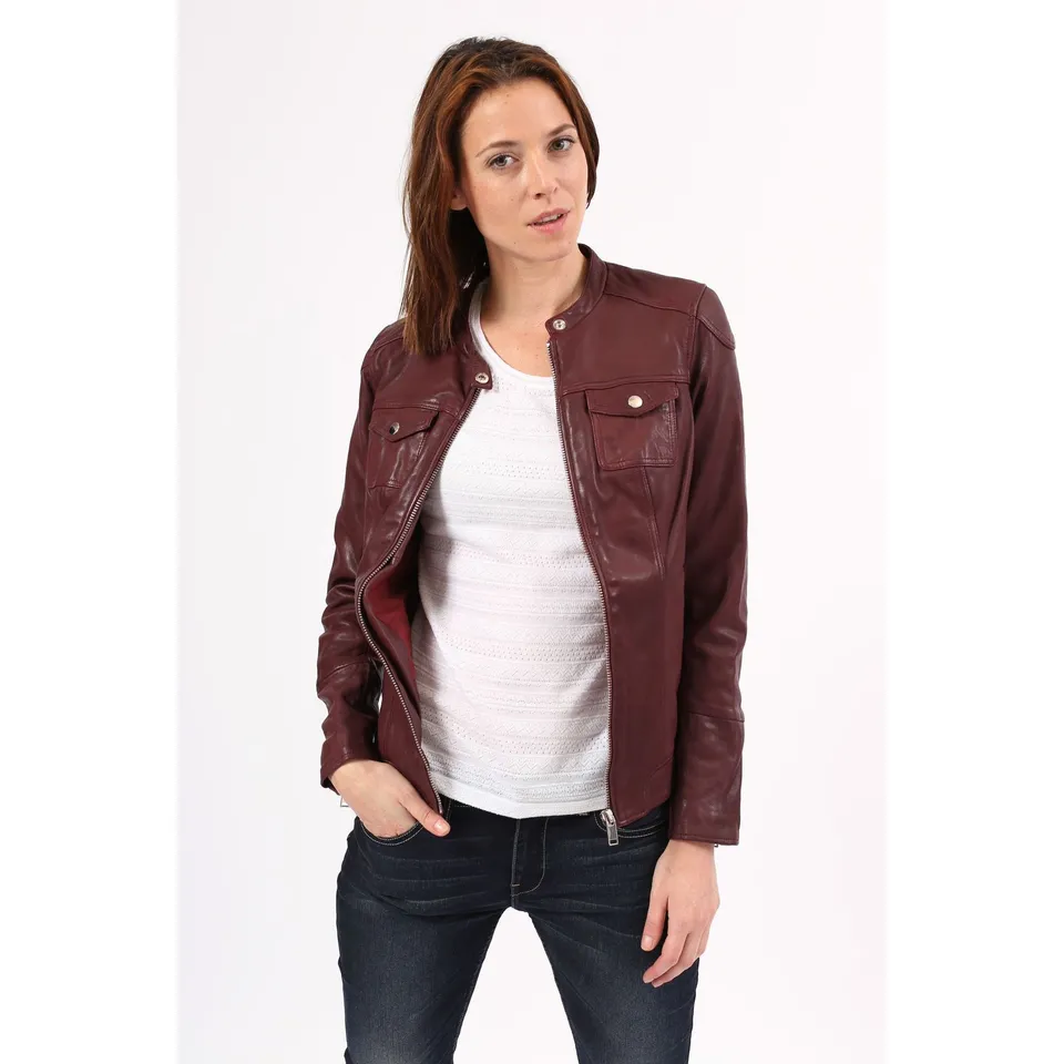 kaporal-arya-lederjacke-damen-bordeaux-lammleder-biker image 1
