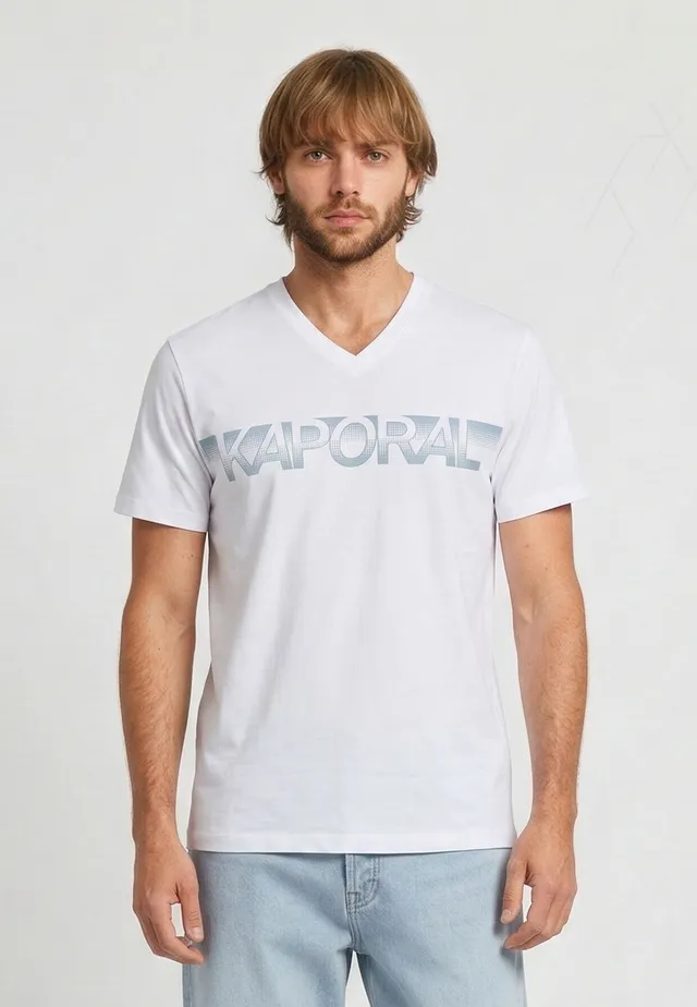 kaporal-bart-t-shirt-herren-wei-slim-v-ausschnitt image 1