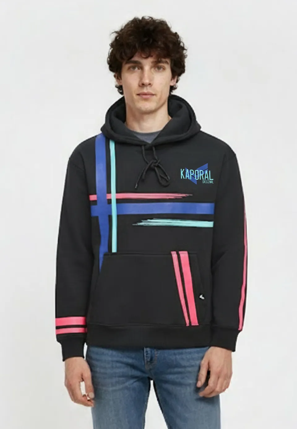 kaporal-regan-hoodie-herren-schwarz-regular-baumwolle image 1