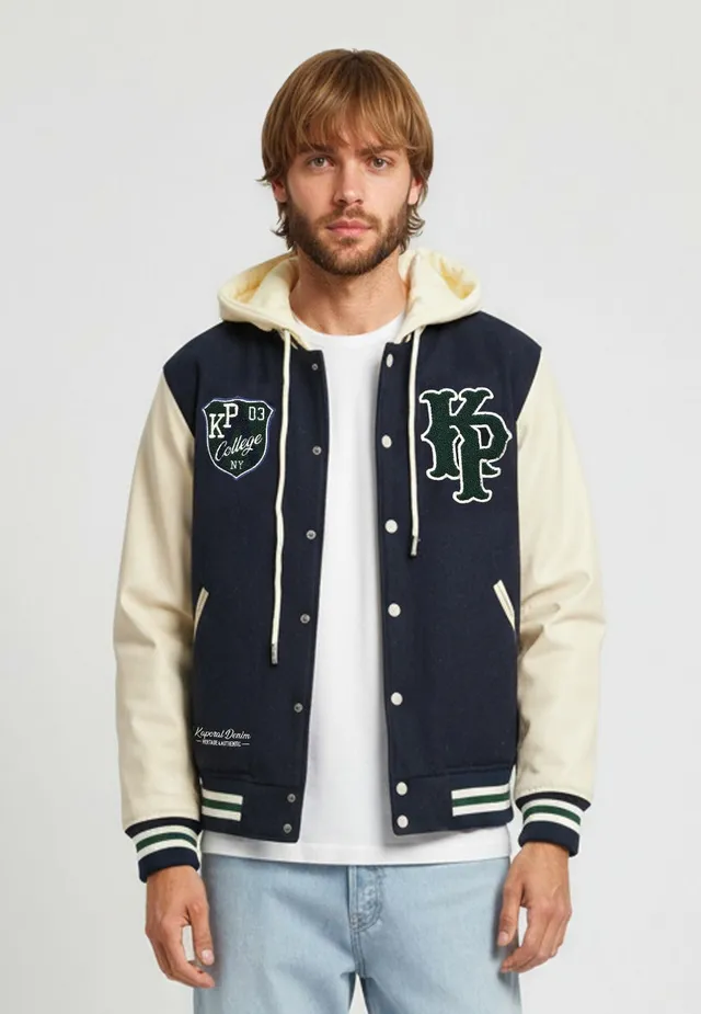 kaporal-kigoma-jacke-herren-blau-marine-wolle-kapuze image 1