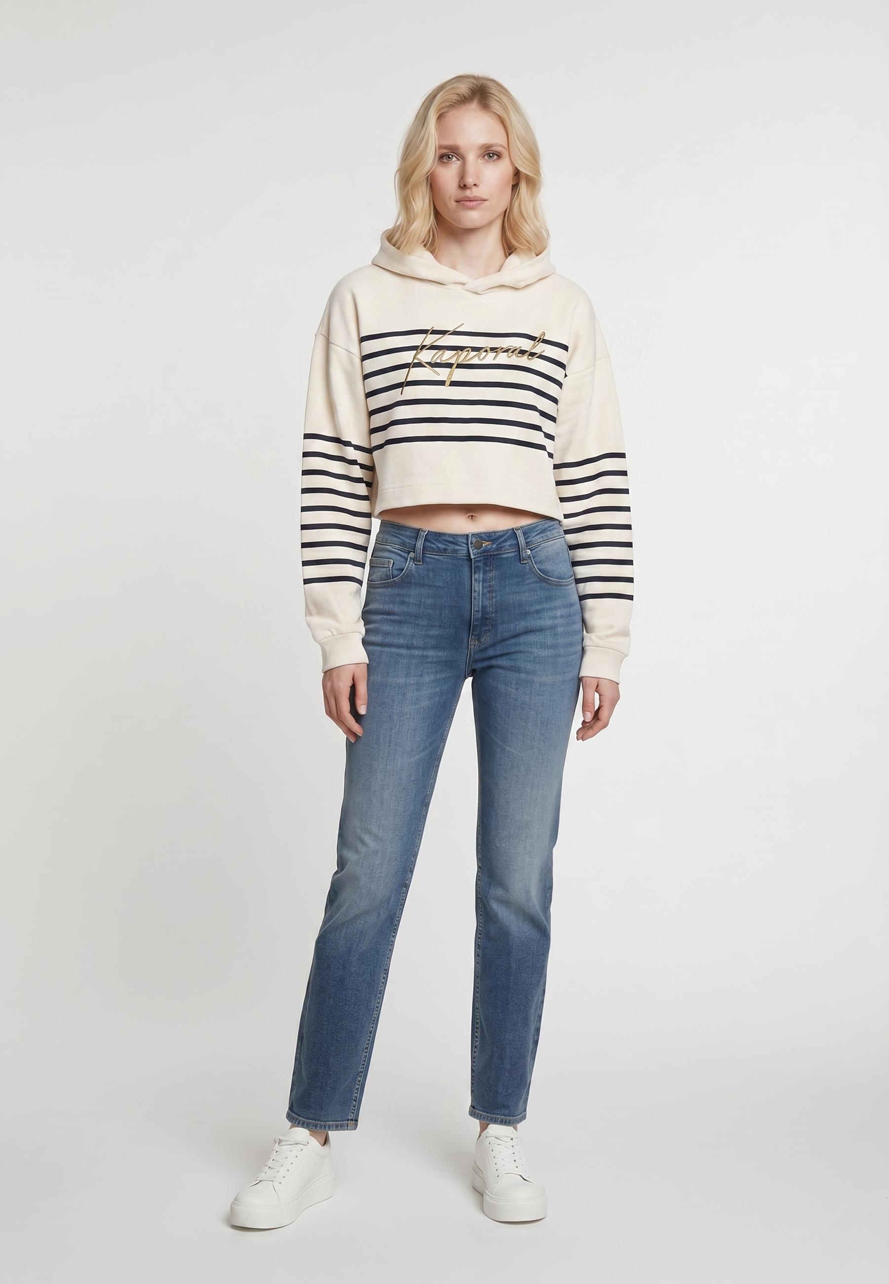kaporal-kat-hoodie-damen-ecru-baumwolle-cropped image 2