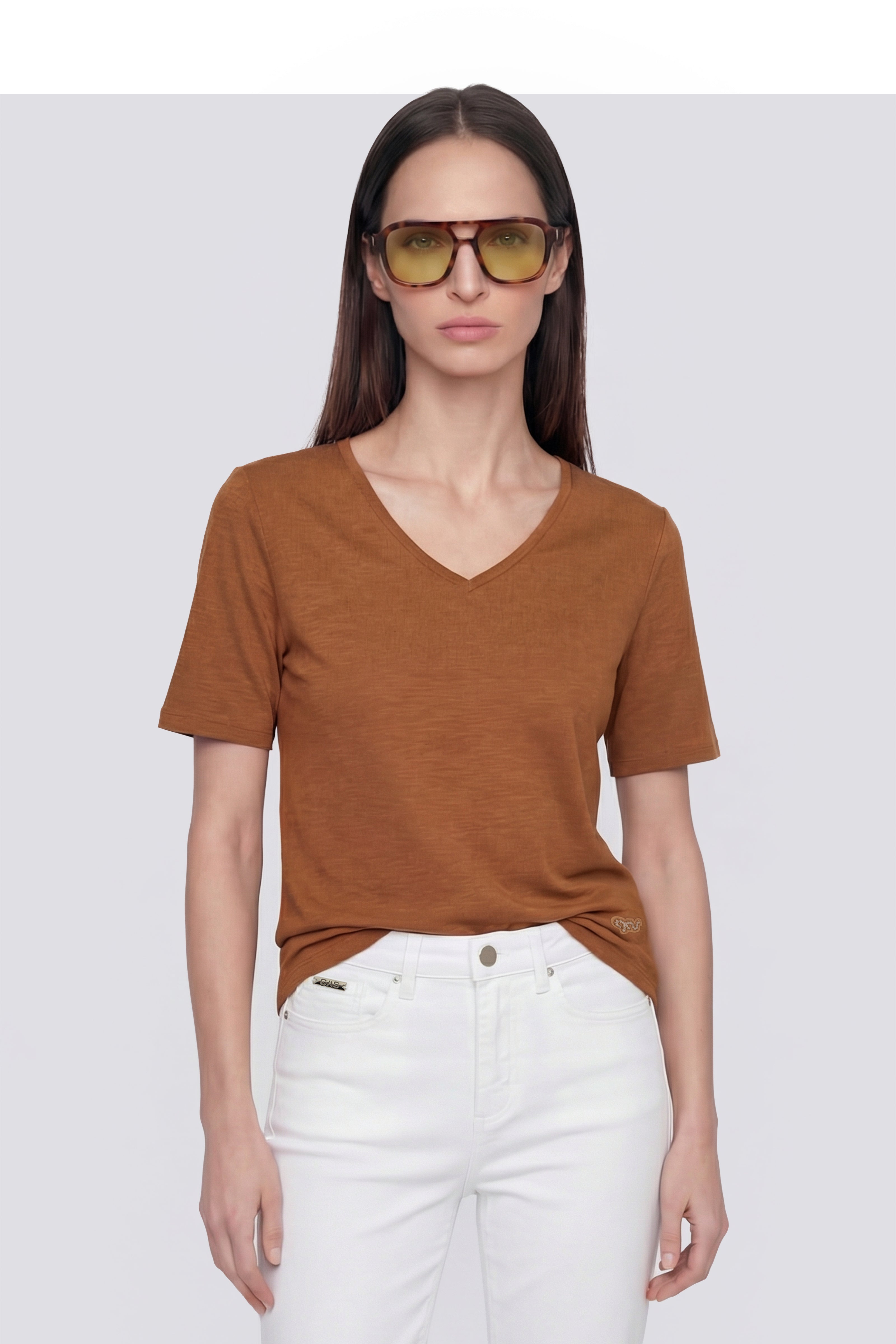 gas-zira-0456-damen-t-shirt-v-ausschnitt-modal image 1