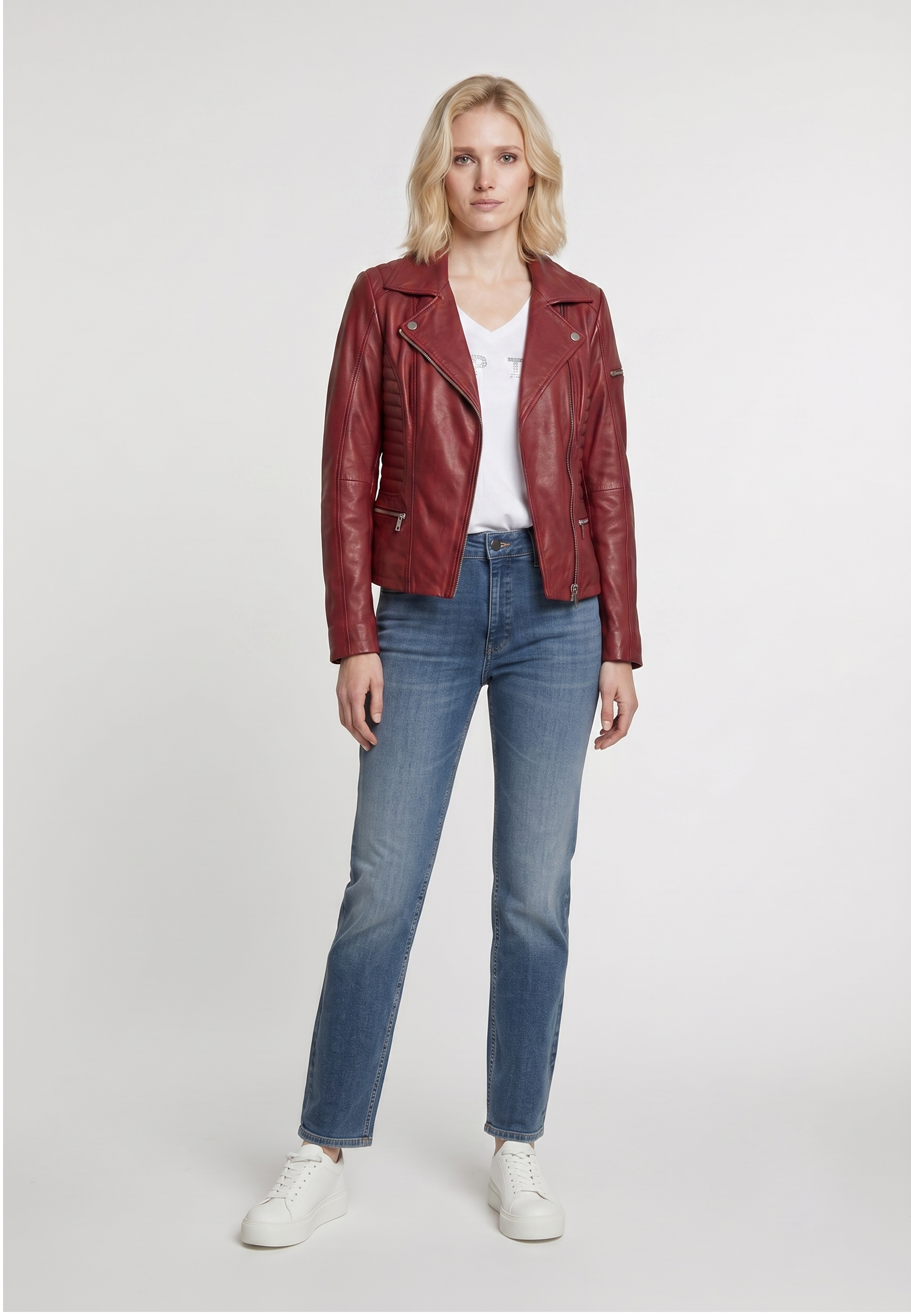 kaporal-frederika-lederjacke-rot-damen-lammleder image 1