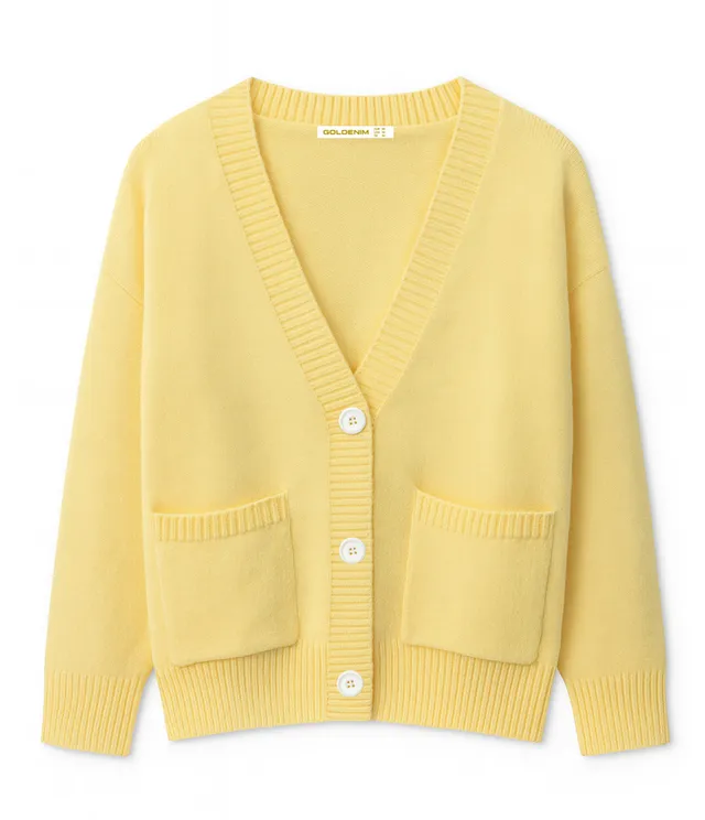goldenim-paris-femme-gilet-jaune-tricot-strickweste-gelb image 1