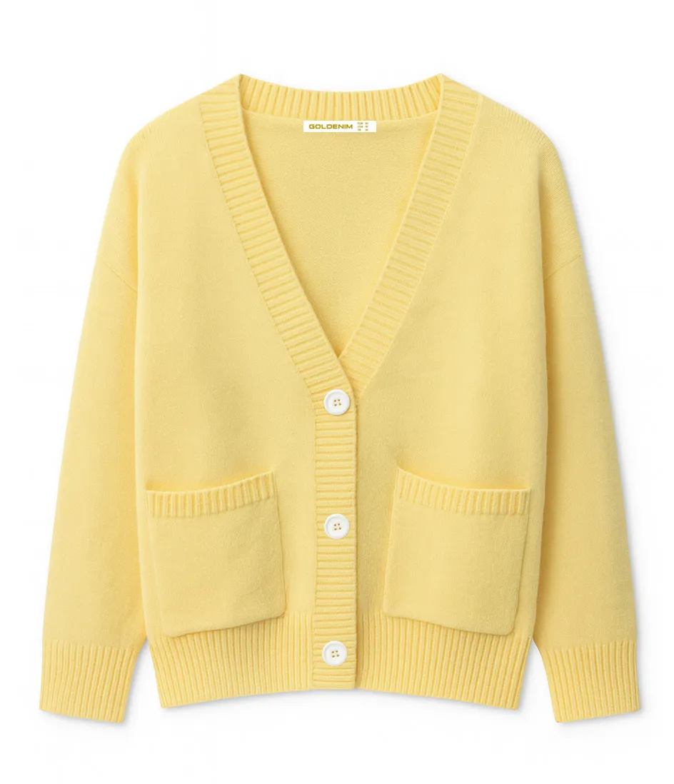 goldenim-paris-femme-gilet-jaune-tricot-strickweste-gelb image 1