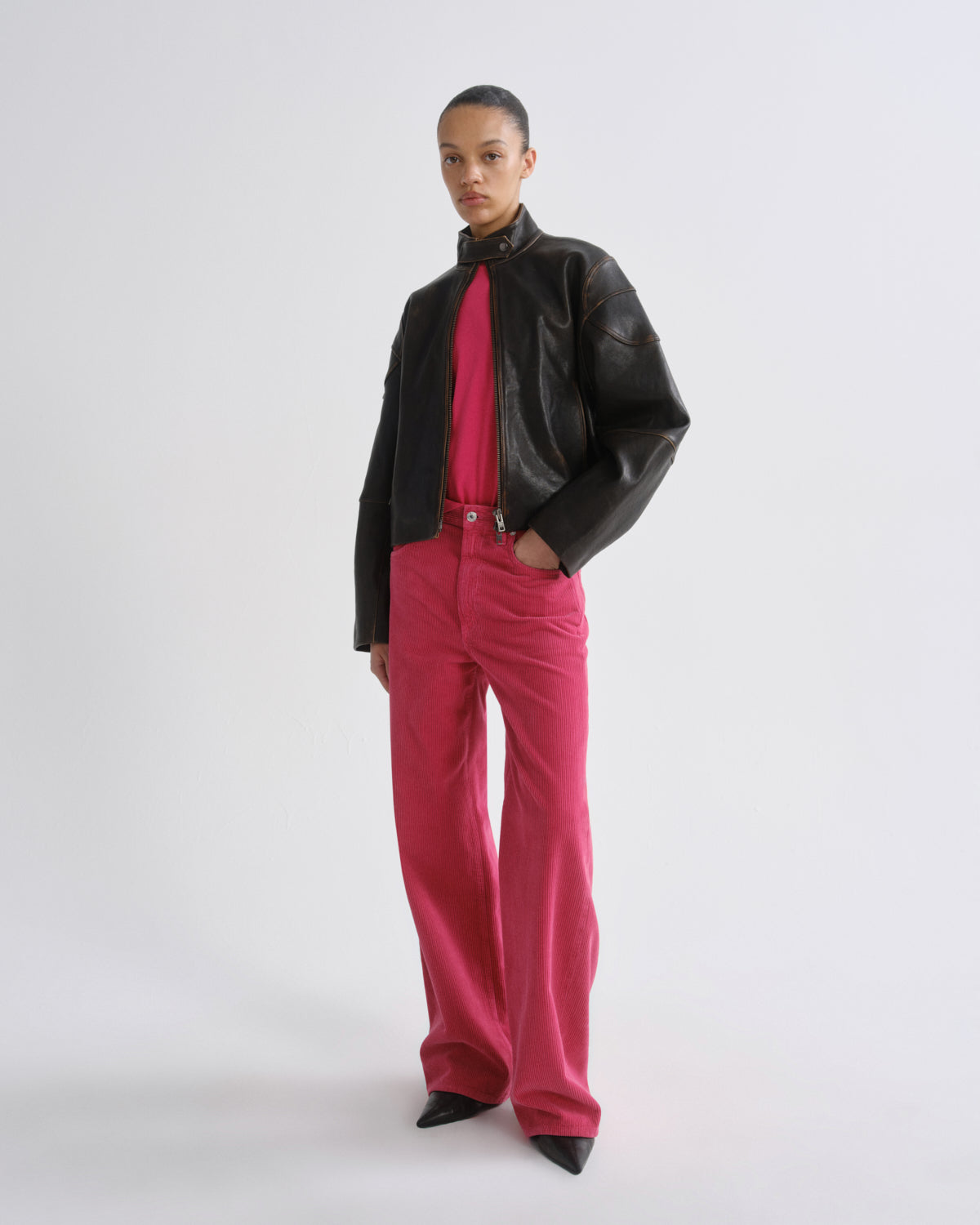 agolde-pierson-jacke-damen-chai-braun-leder-cropped image 4