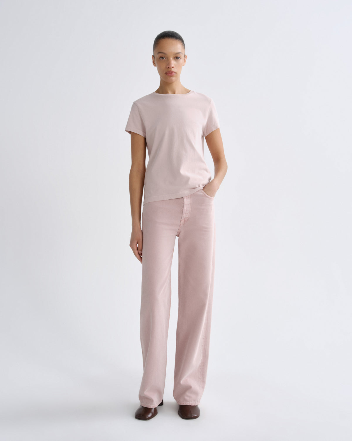 agolde-long-line-adine-tee-t-shirt-wallflower-rosa-bio image 3