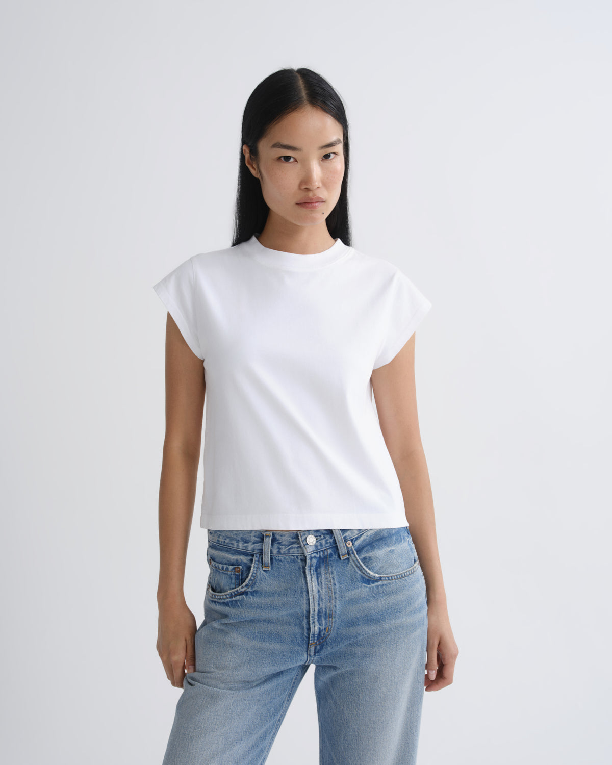 agolde-bryce-cap-sleeve-tee-t-shirt-wei-damen image 1