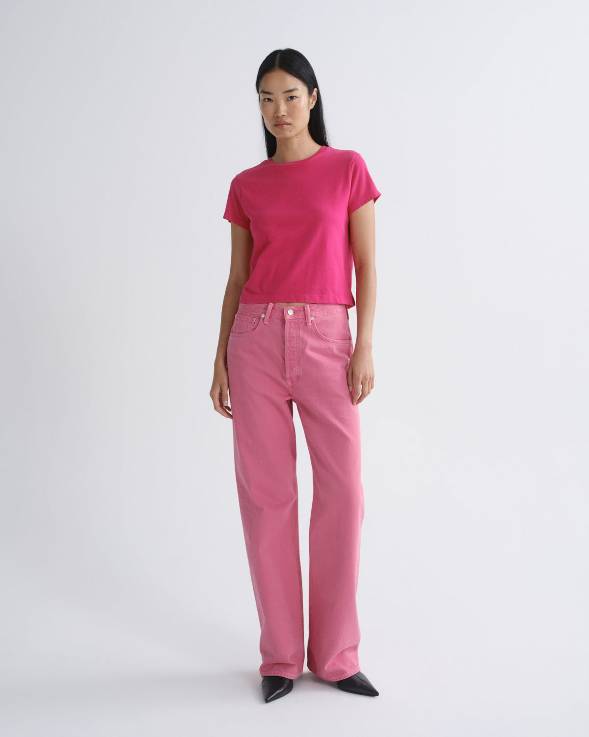 agolde-adine-shrunken-tee-t-shirt-cerise-bio-baumwolle image 5