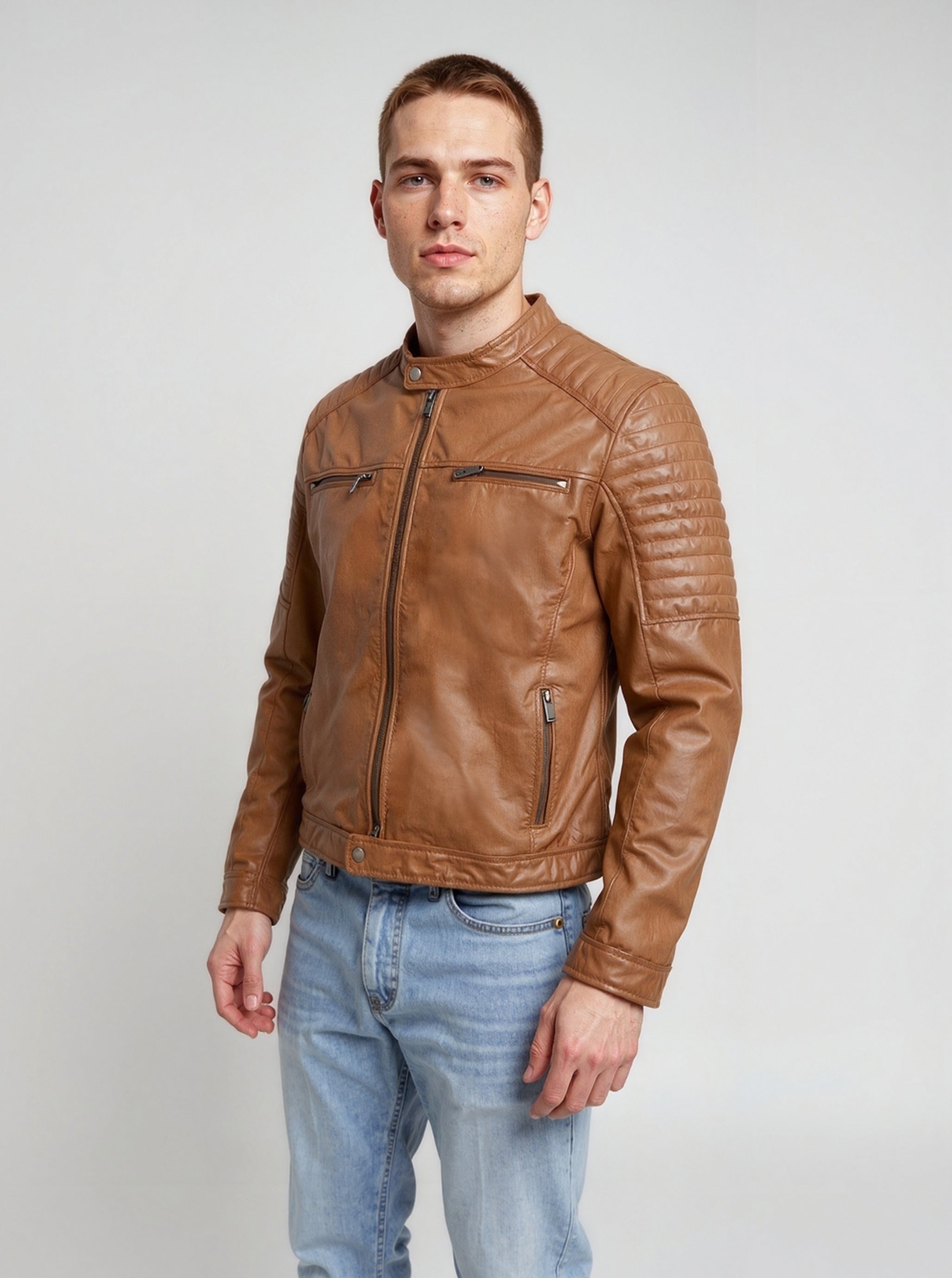 kaporal-felix-lederjacke-herren-cognac-slim-lammleder image 3