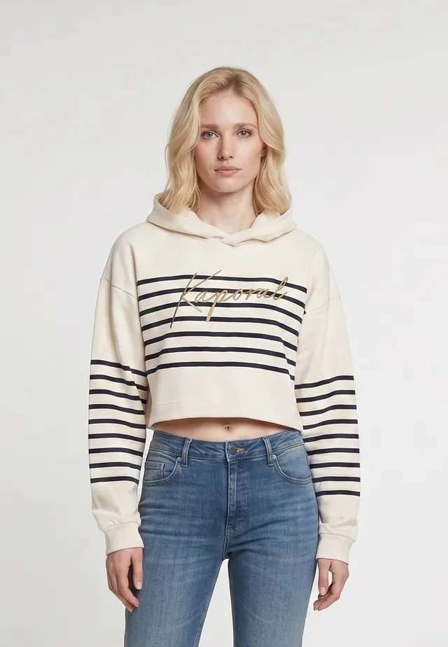 kaporal-kat-hoodie-damen-ecru-baumwolle-cropped image 1