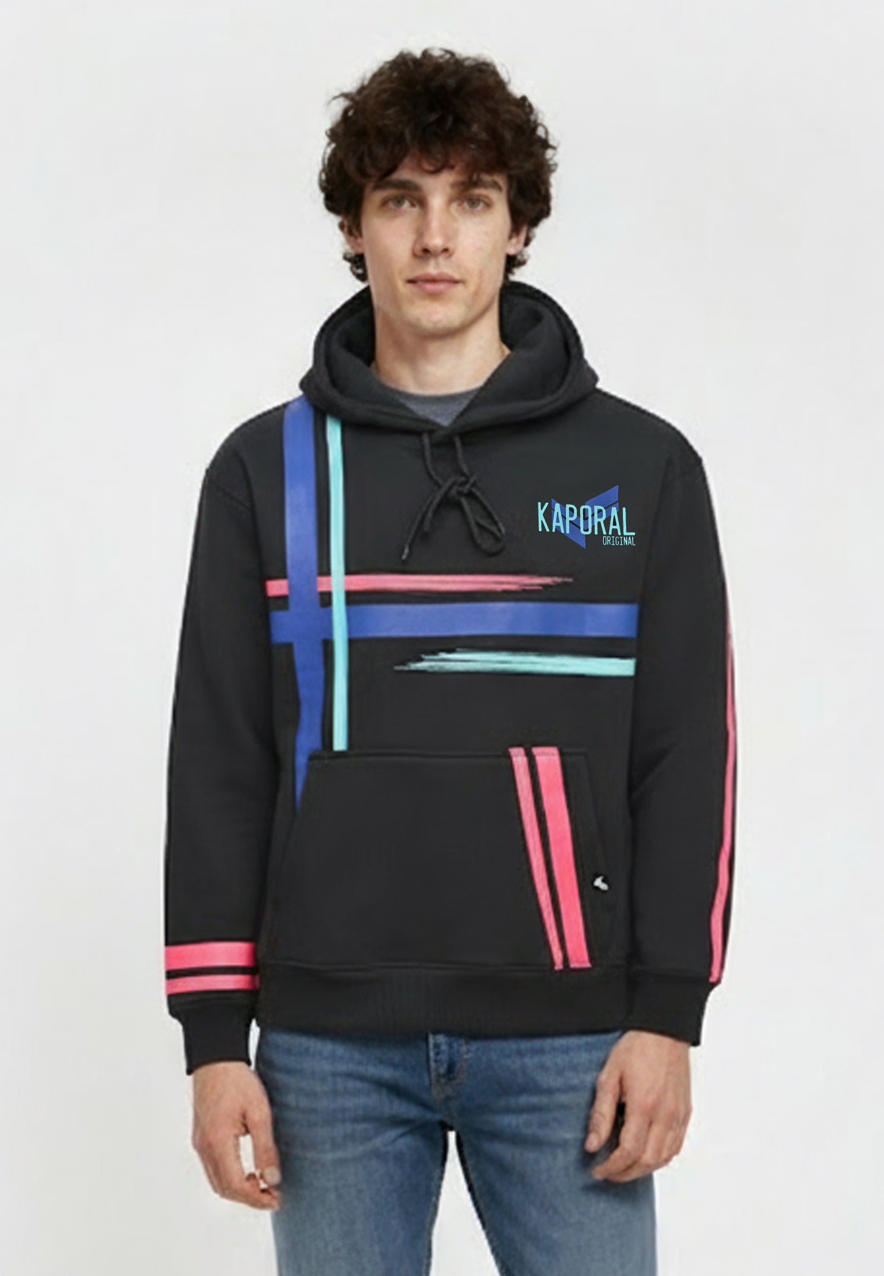 kaporal-regan-hoodie-herren-schwarz-regular-baumwolle image 1
