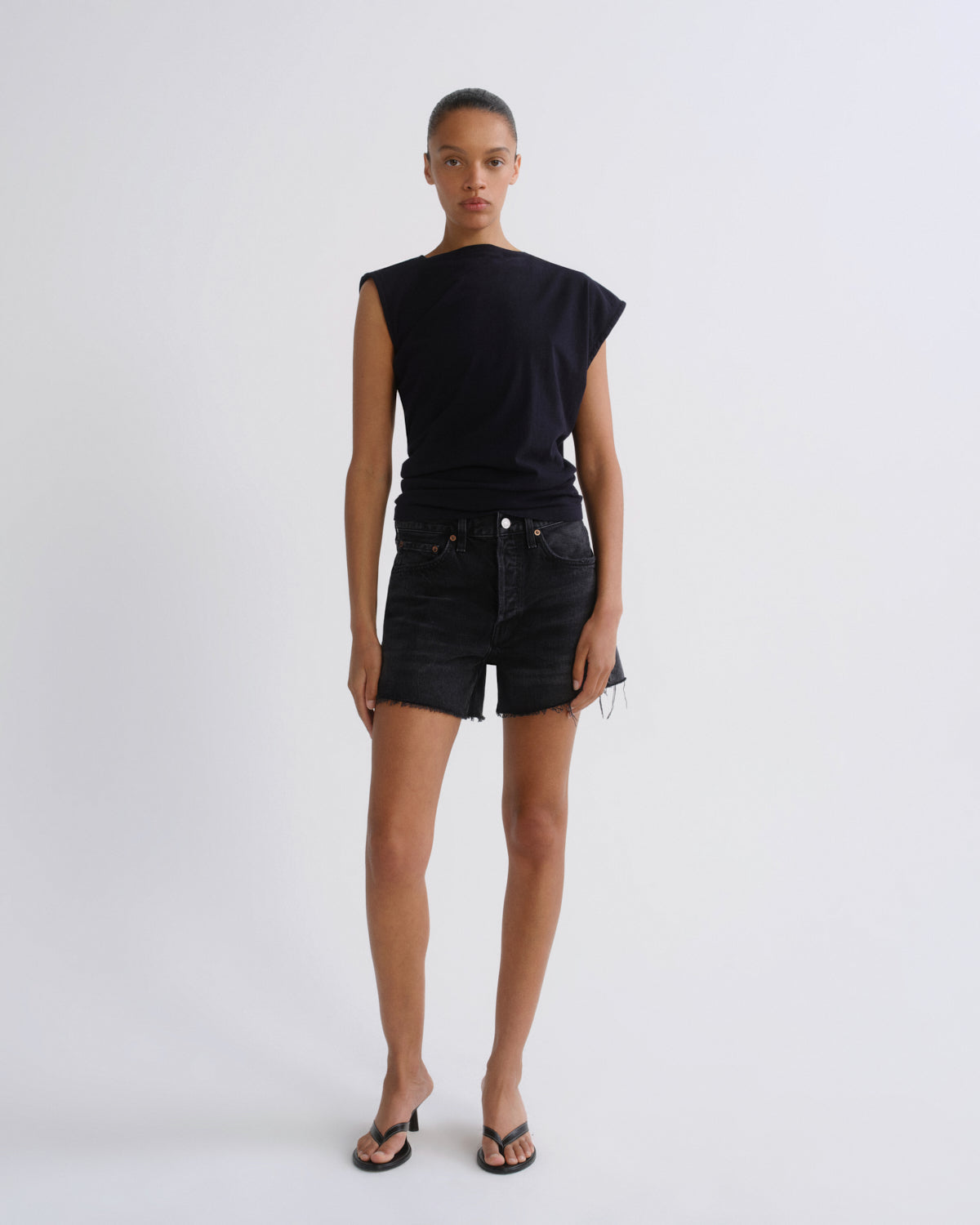 agolde-parker-long-short-shorts-fright-damen-schwarz image 1