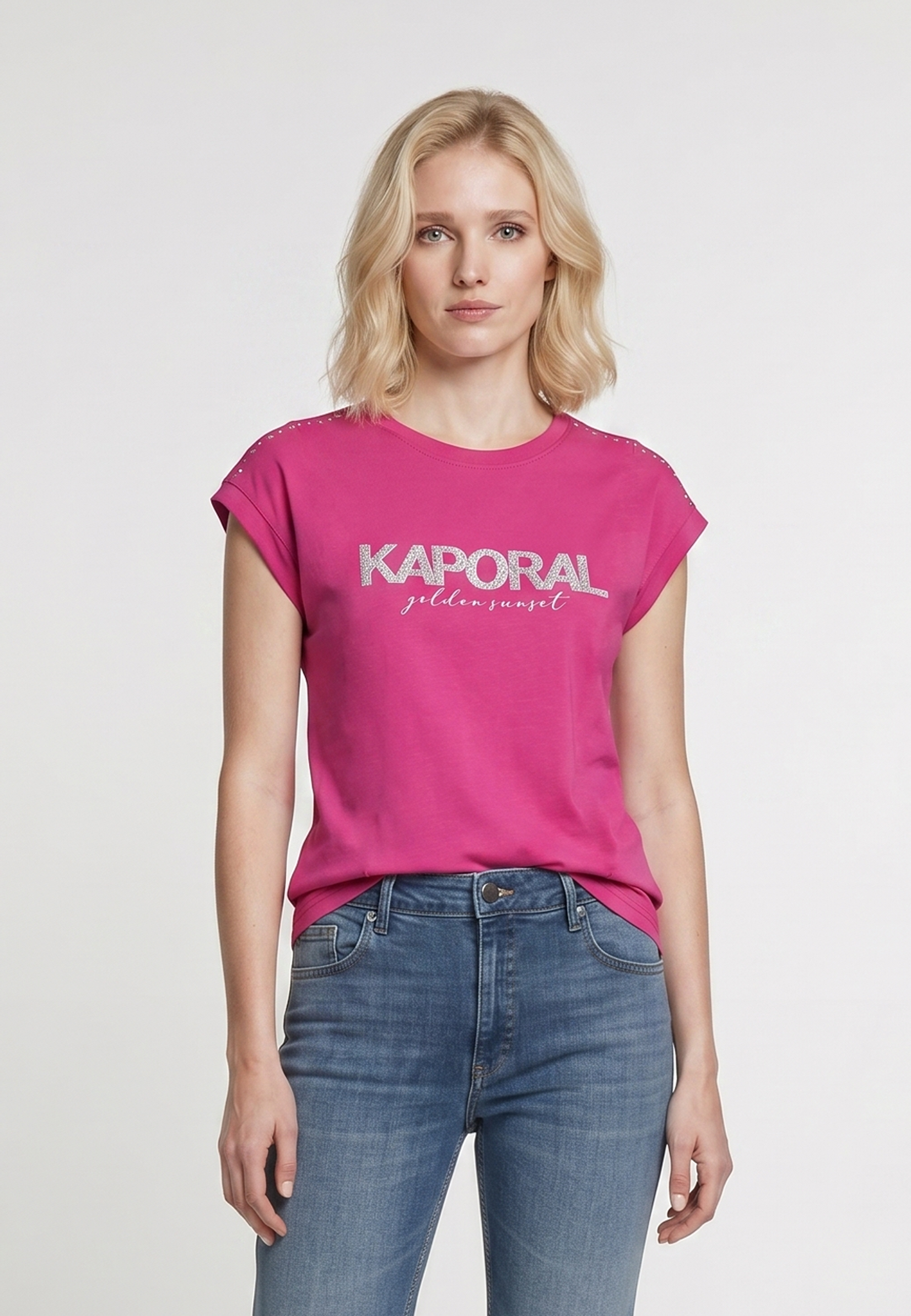 kaporal-kopy-t-shirt-damen-rosa-baumwolle-print image 2