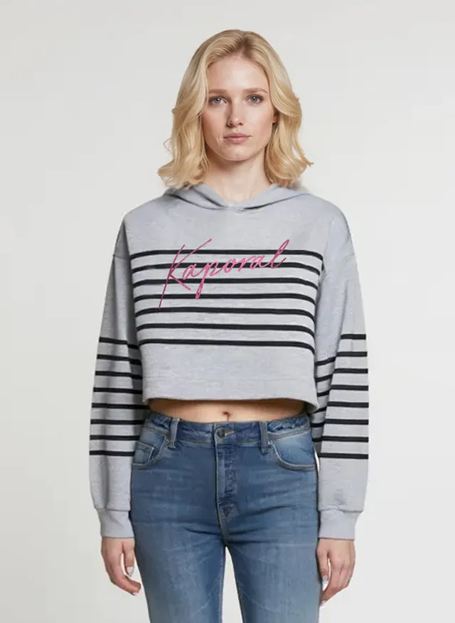 kaporal-kat-hoodie-damen-grau-regular-baumwolle-streifen image 1