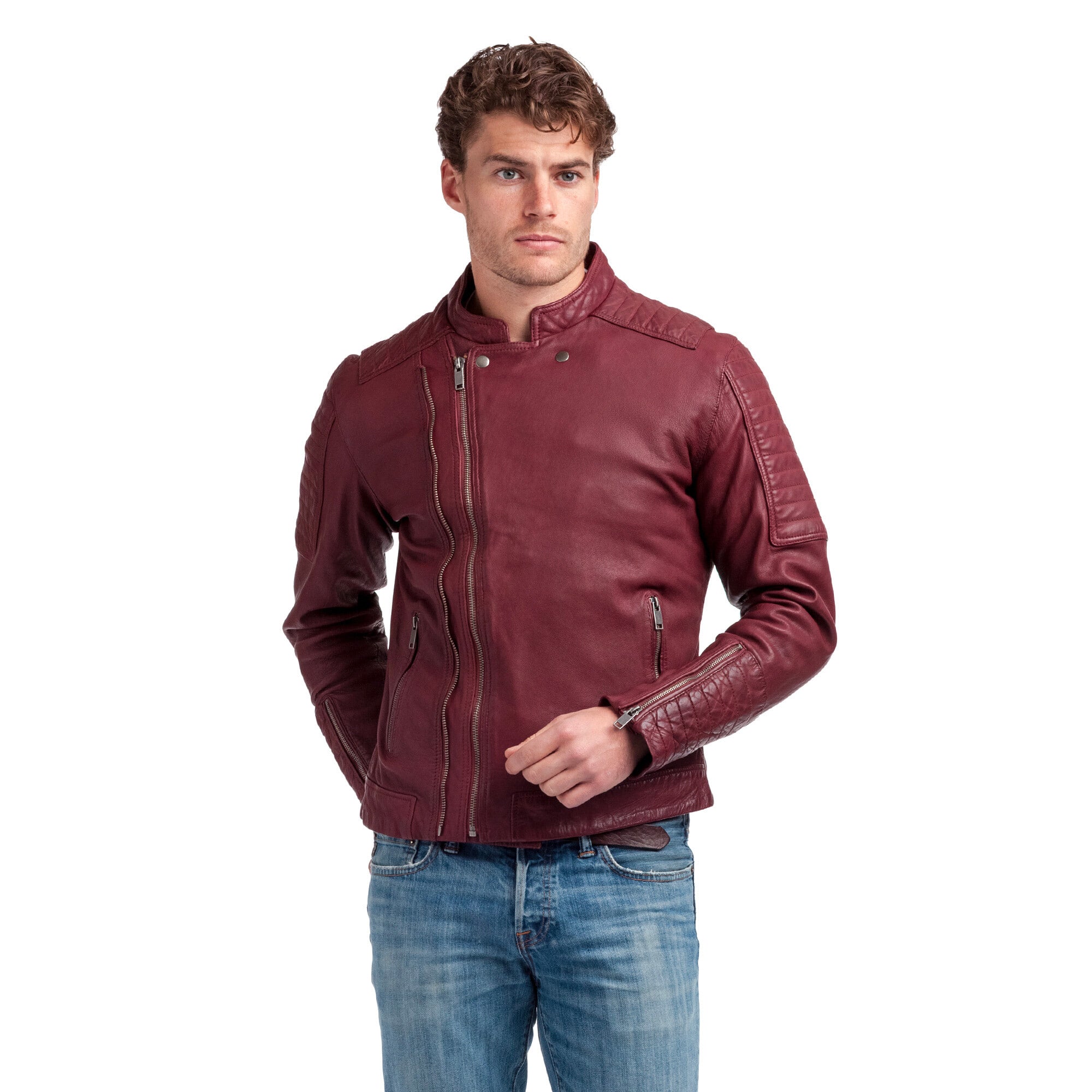 kaporal-enzo-lederjacke-herren-bordeaux-lammleder image 2