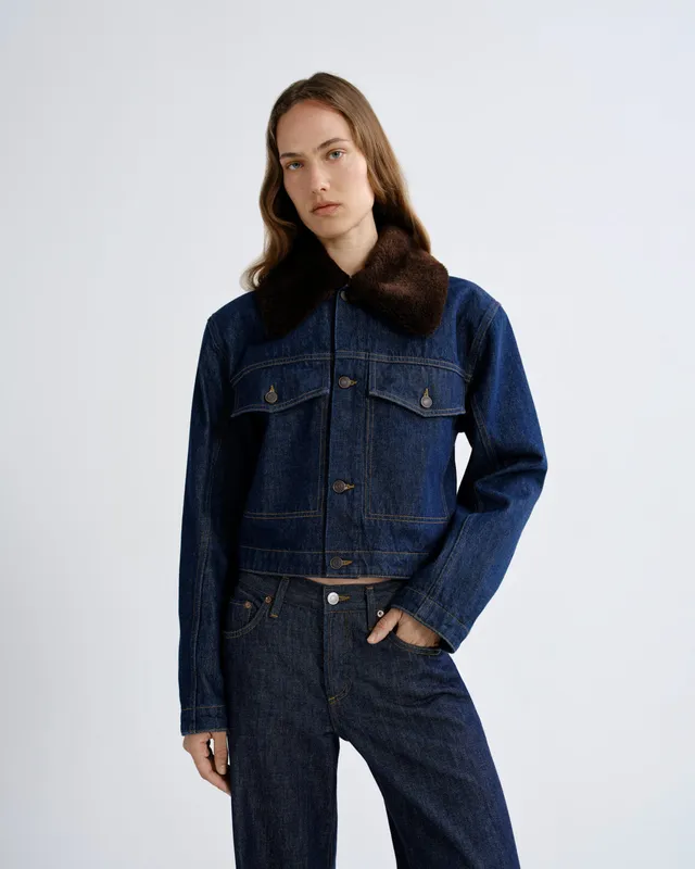 agolde-walker-jacket-jeansjacke-rinse-fellkragen-damen image 1