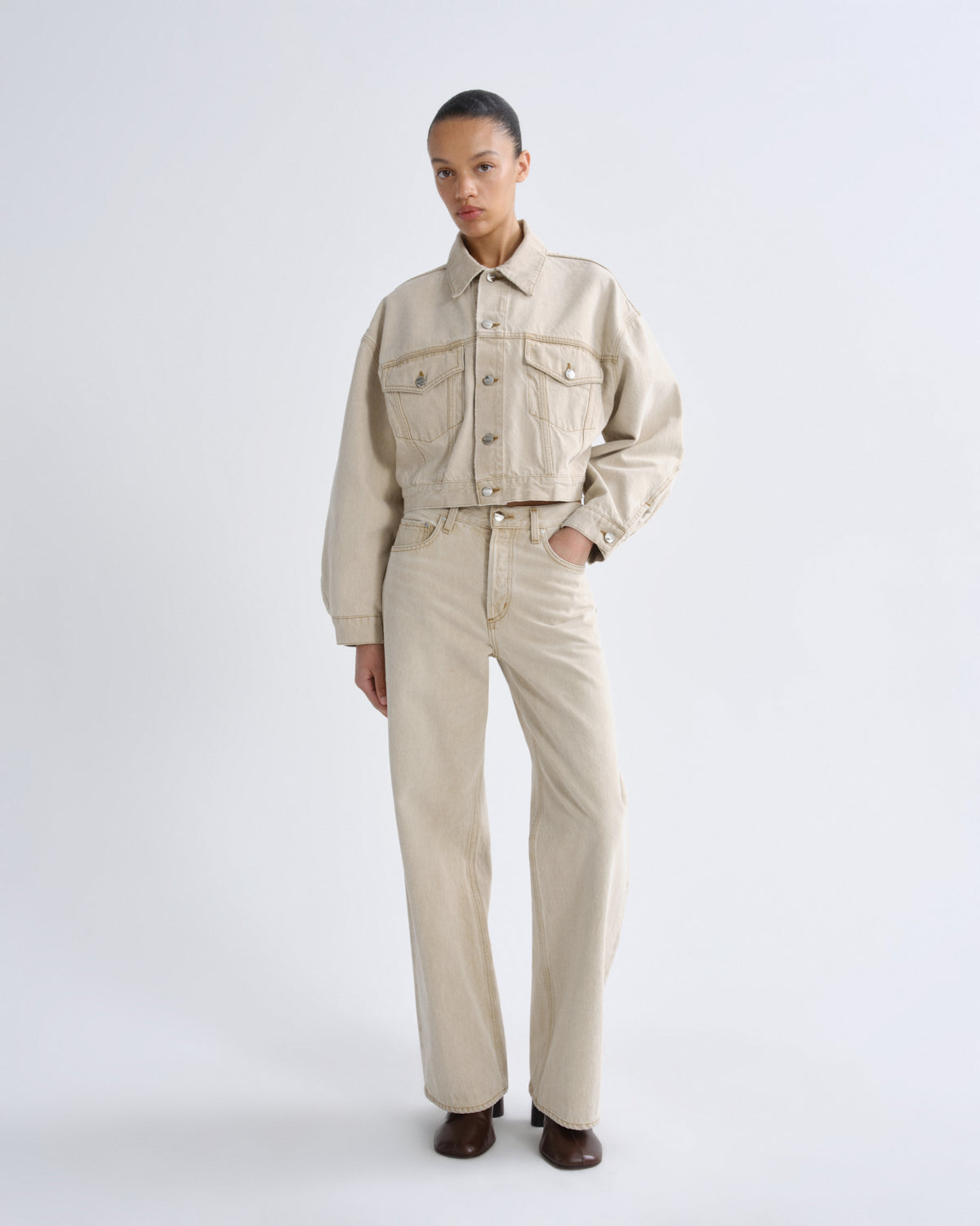agolde-palmer-jacket-arena-jeansjacke-khaki-cropped image 3
