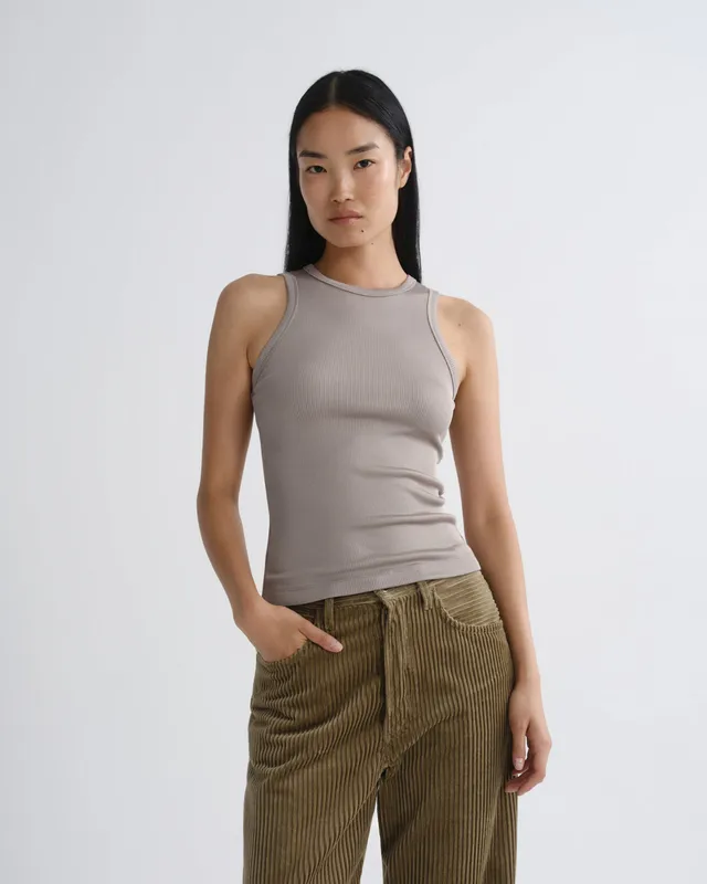 agolde-andre-racer-tank-top-taupe-beige-ripp-damen image 1