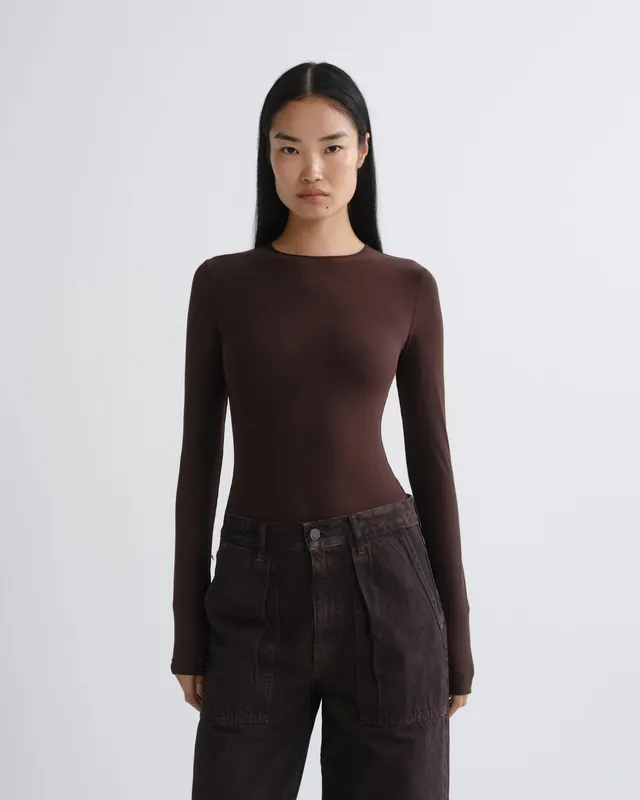 agolde-aura-bodysuit-chocolate-damen-body-langarm image 1