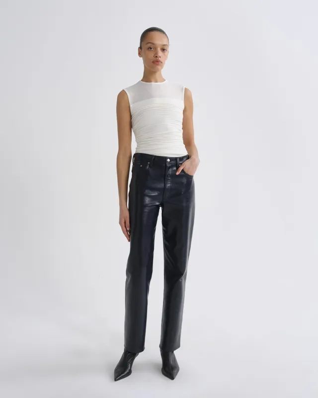 agolde-lana-jean-navy-blaue-lederjeans-straight image 1