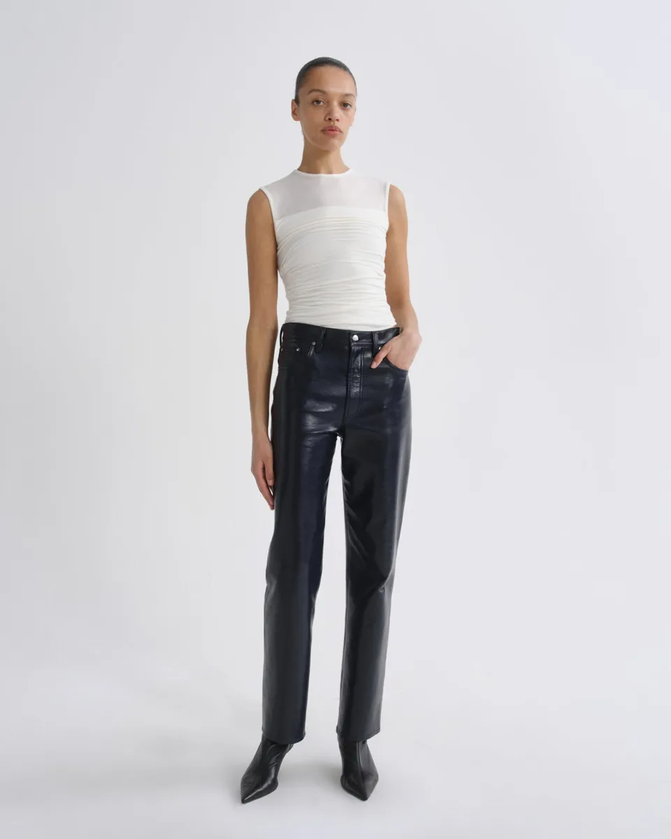 agolde-lana-jean-navy-blaue-lederjeans-straight image 1