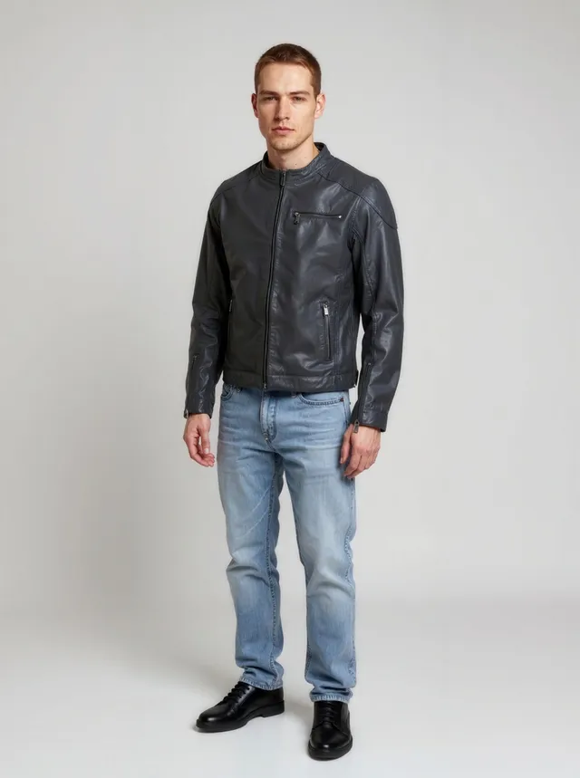 kaporal-villy-lederjacke-herren-vintage-schwarz-lammleder image 1