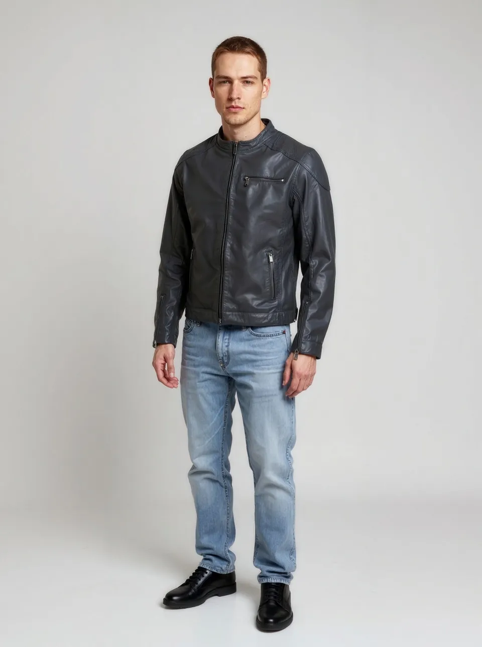 kaporal-villy-lederjacke-herren-vintage-schwarz-lammleder image 1