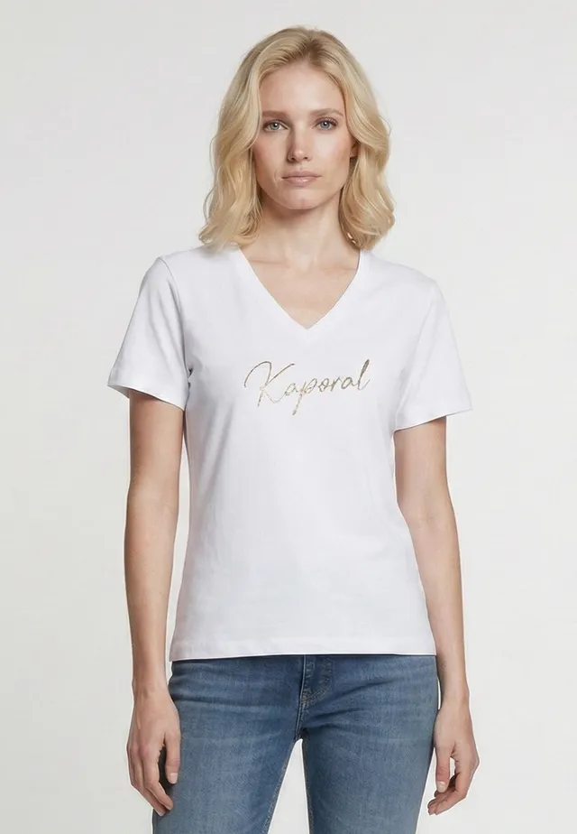 kaporal-lion-slim-t-shirt-damen-wei-baumwolle-stretch-v-ausschnitt image 1