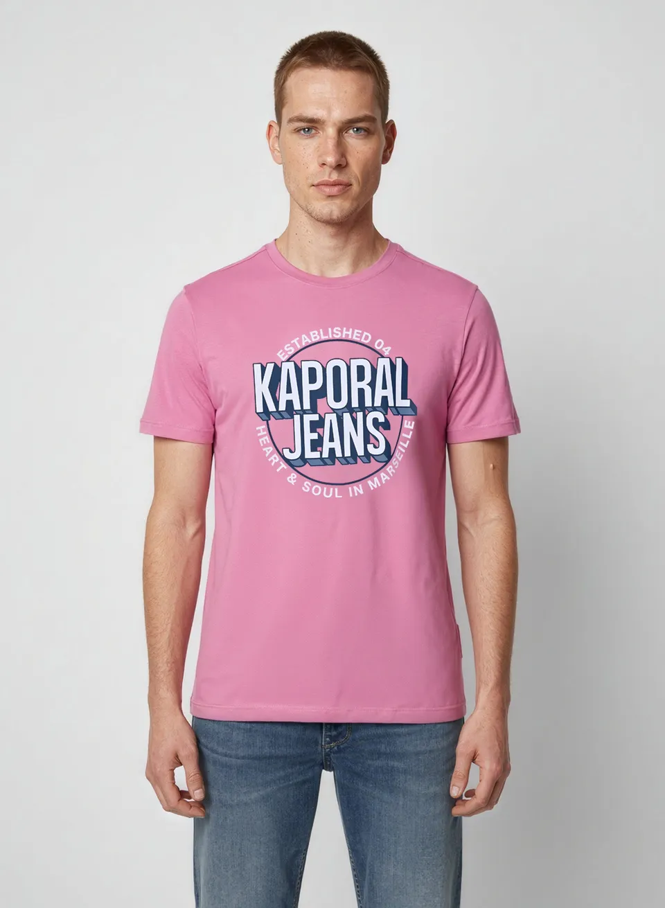 kaporal-tyler-t-shirt-herren-rosa-regular-baumwolle image 1