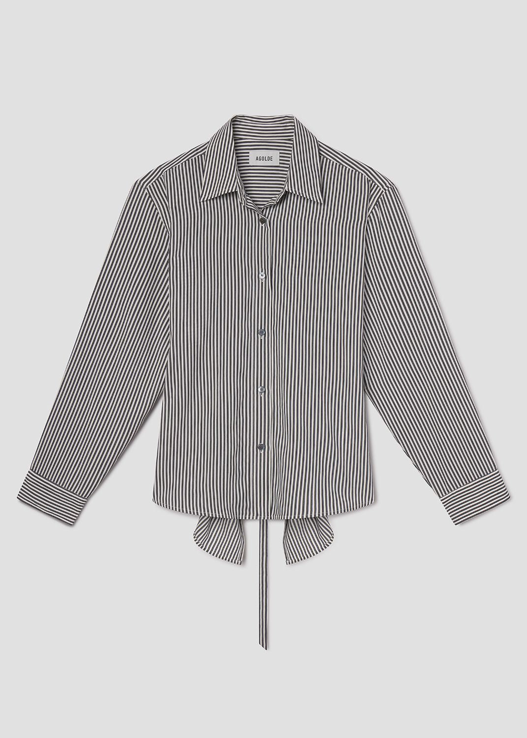 agolde-theo-hemd-solene-stripe-schwarz-wei-viskose image 6