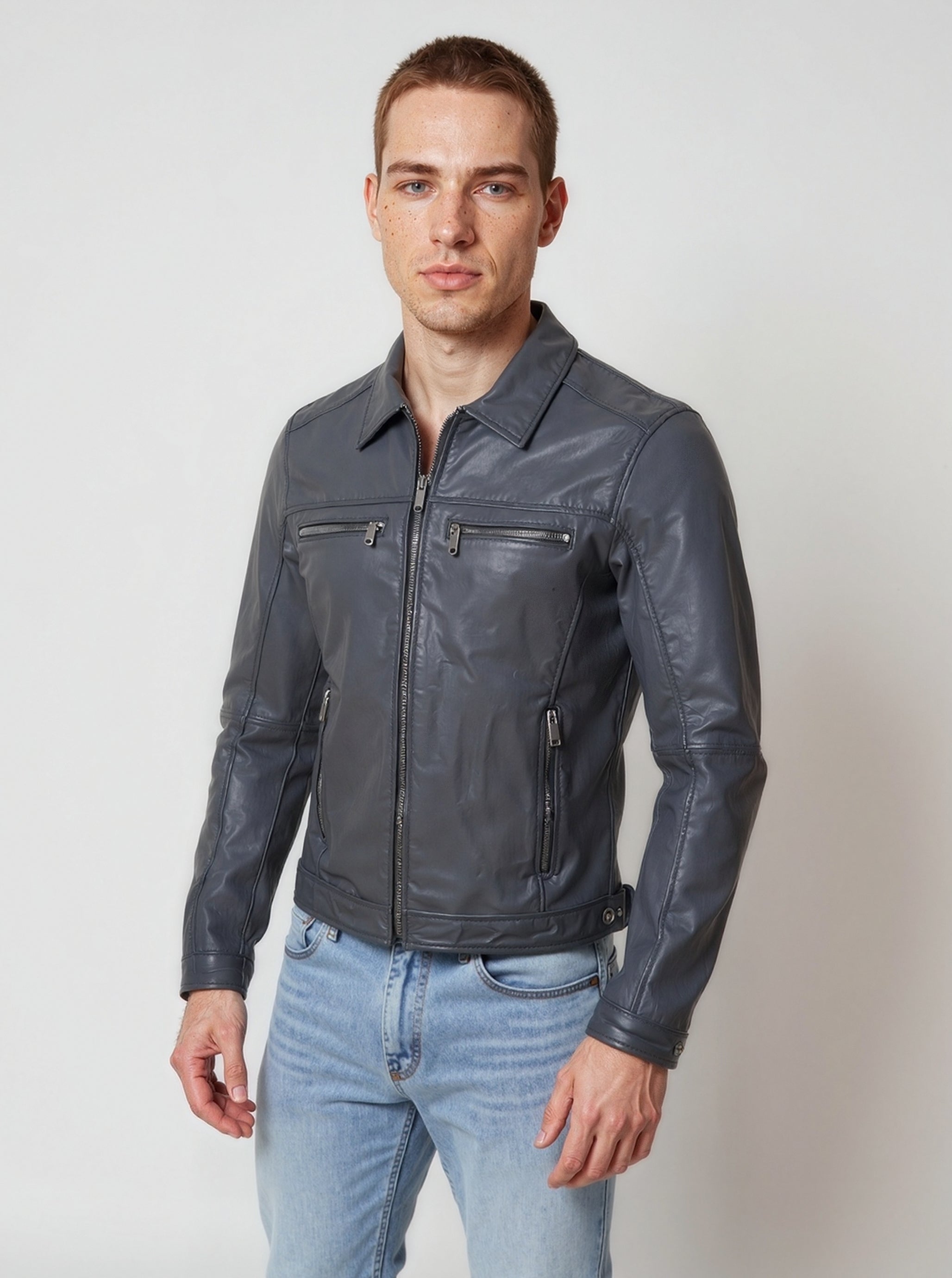 kaporal-boris-vintage-lederjacke-herren-schwarz-slim-lammleder image 2