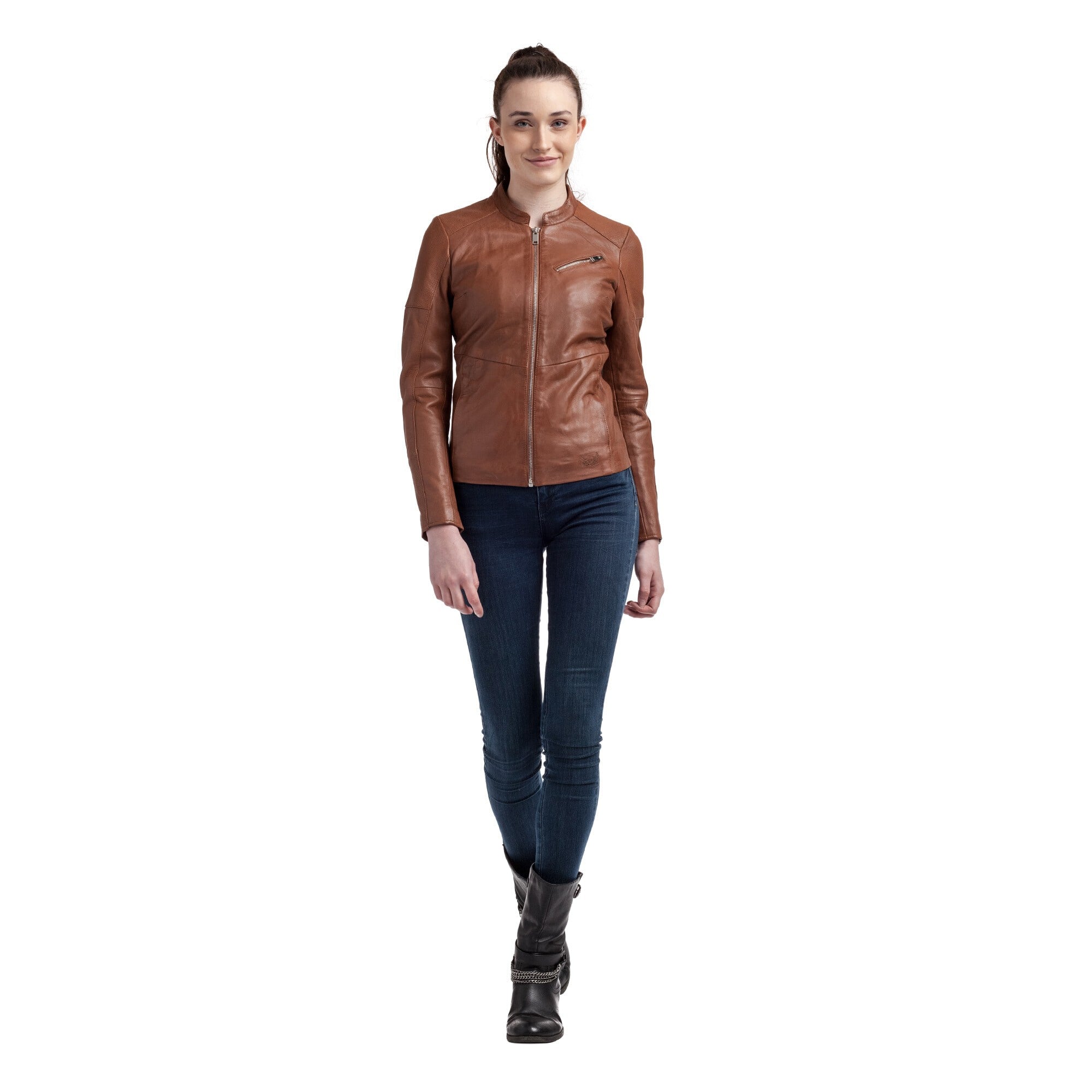 kaporal-isa-lederjacke-damen-cognac-100-lammleder image 3