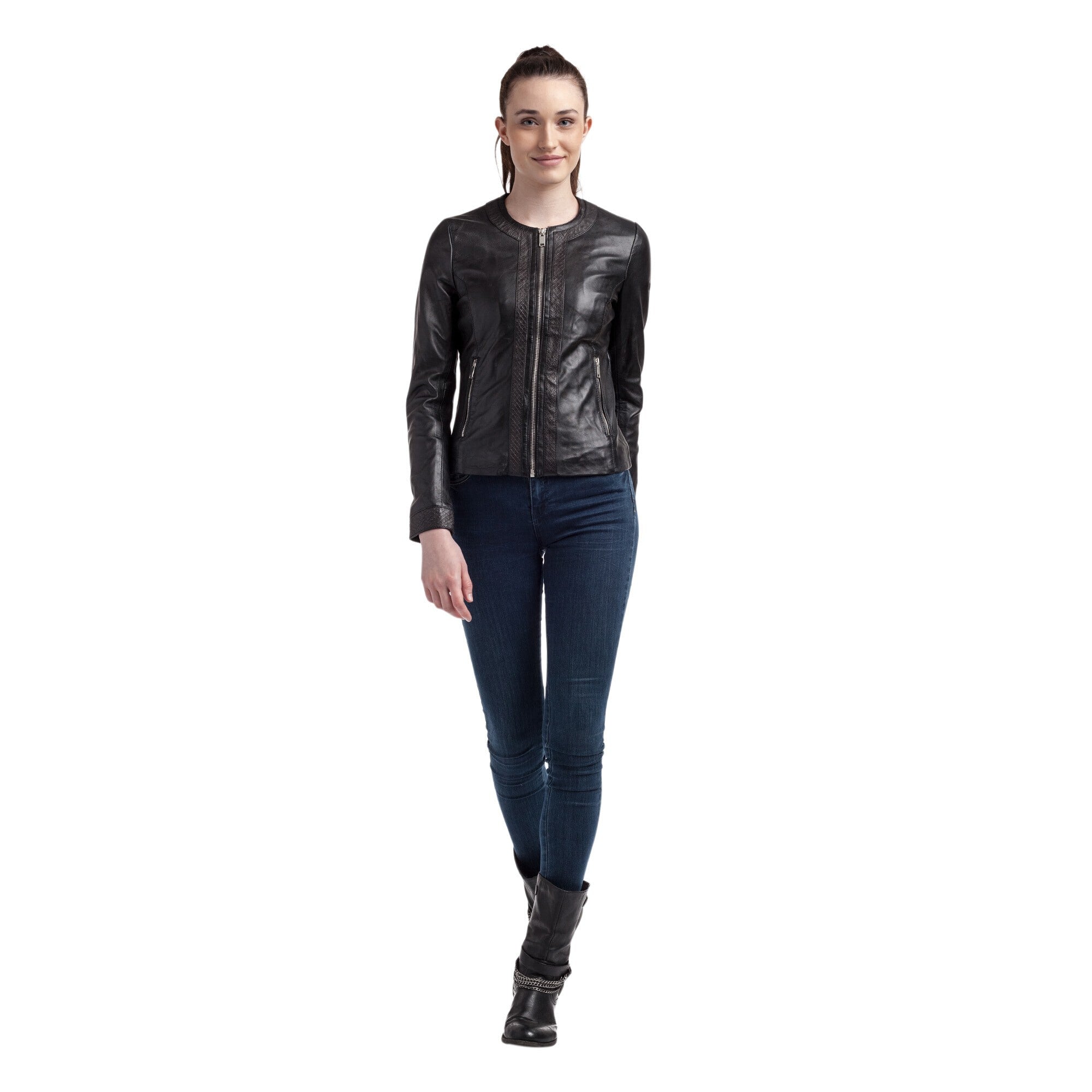 kaporal-suzette-lederjacke-damen-schwarz-lammleder image 2