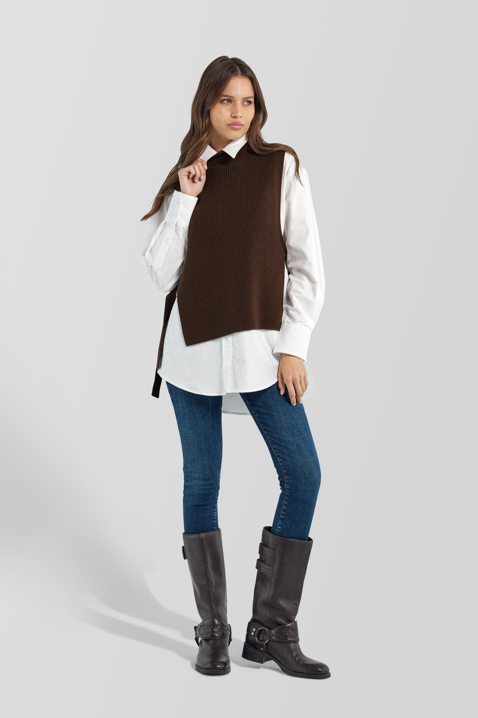 gas-kate-gilet-4879-strickweste-damen-rollkragen-rippe image 1