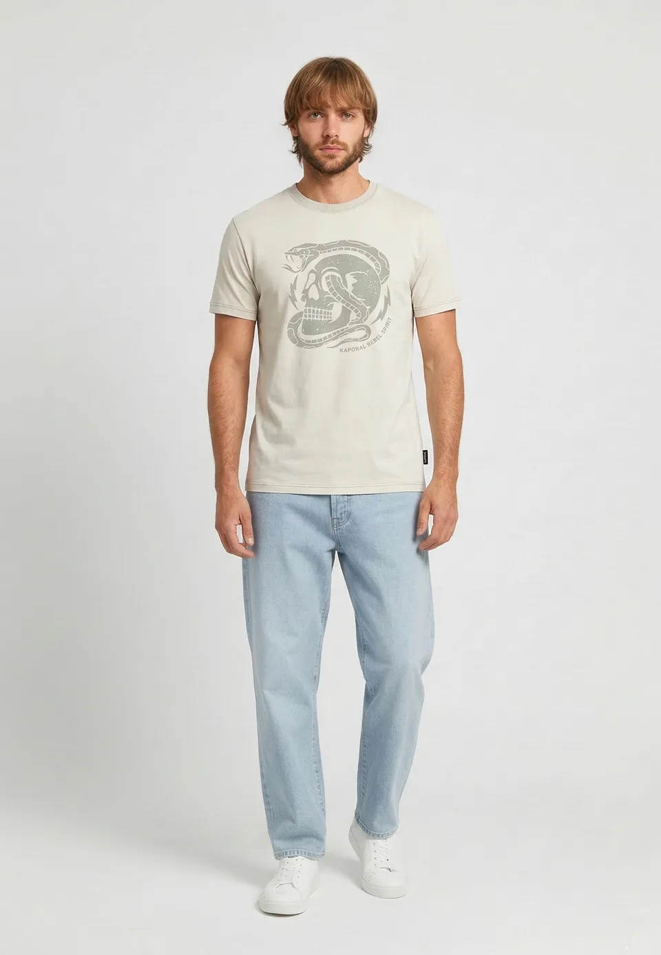 kaporal-boa-t-shirt-herren-ecru-baumwolle-regular-print image 1
